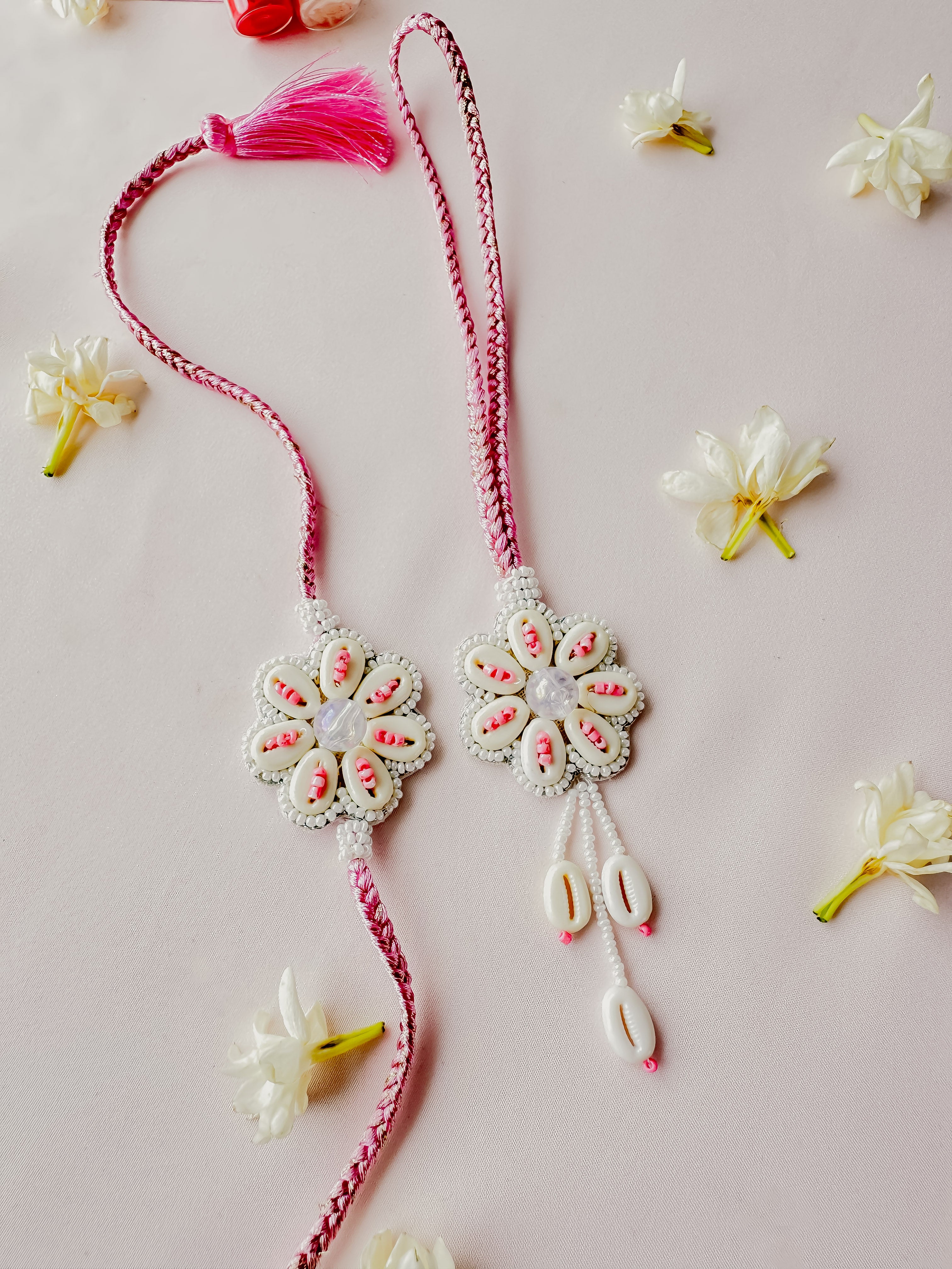 Pink Pastel Bloom Lumba Set Handmade Rakhi