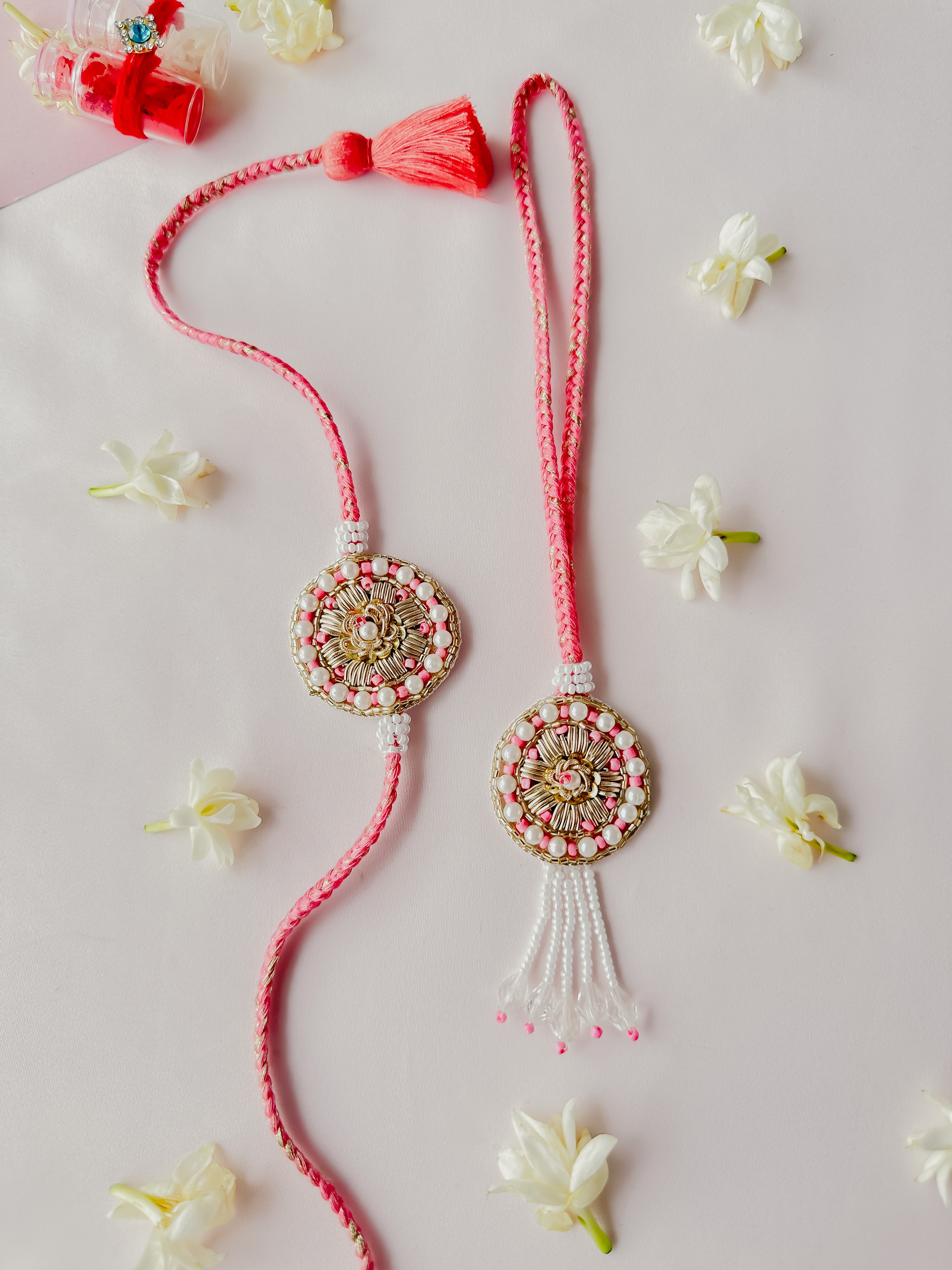 Kundan Lumba Set Handmade Rakhi