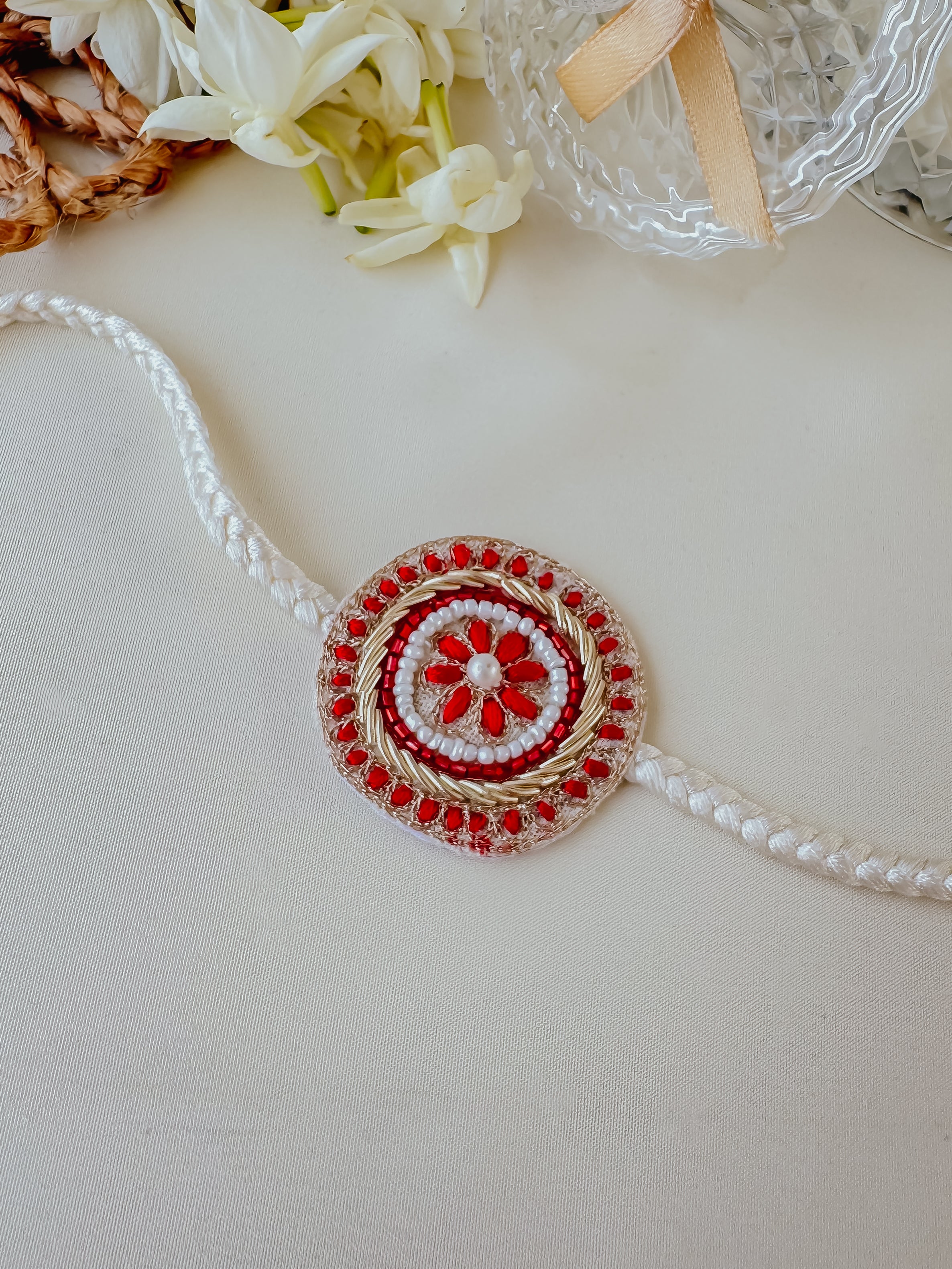 Shining Red Golden Handmade Rakhi