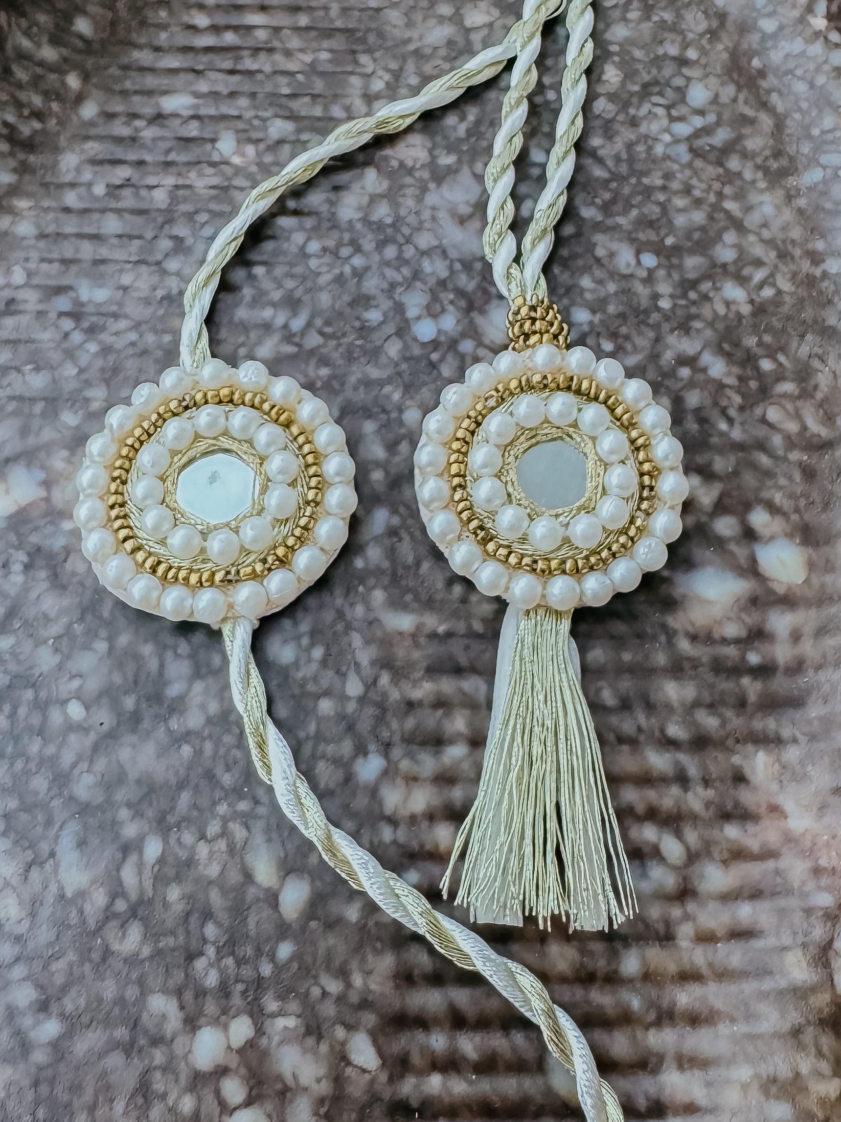 Shiny Golden & Lumba Set Handmade Rakhi