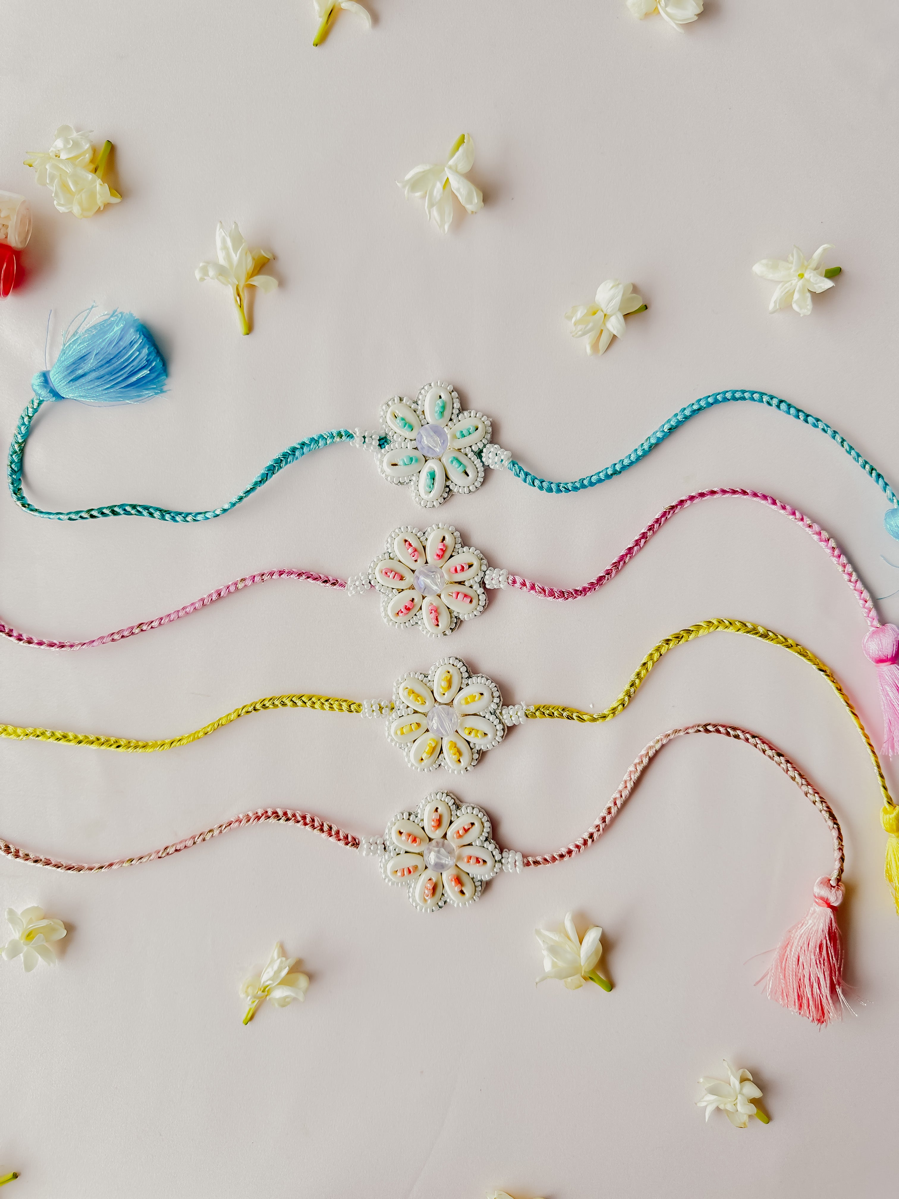 Set of 4- Pastel Bloom Handmade Rakhis