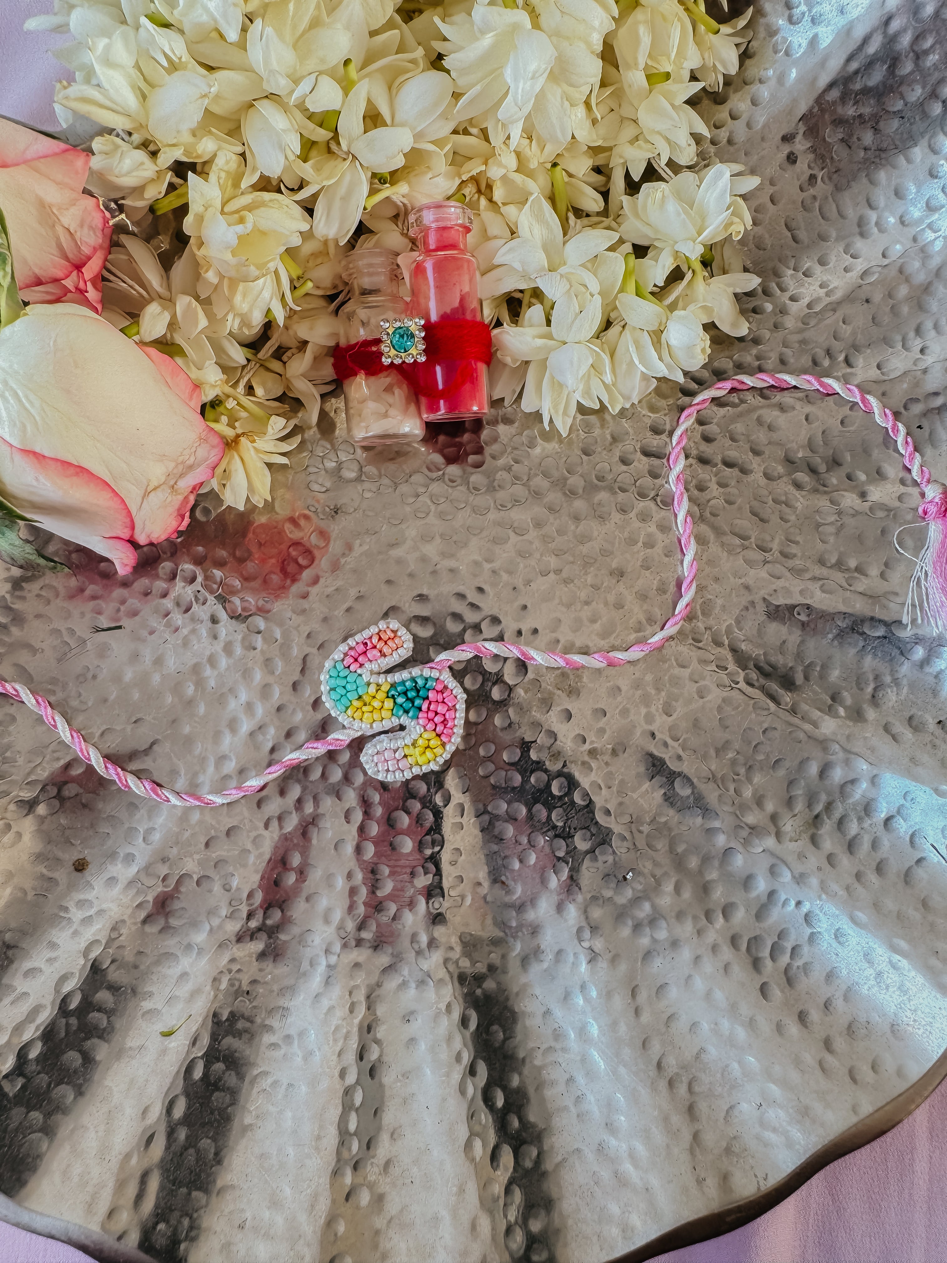 Personalized Alpha Handmade Rakhi - Marshmallow