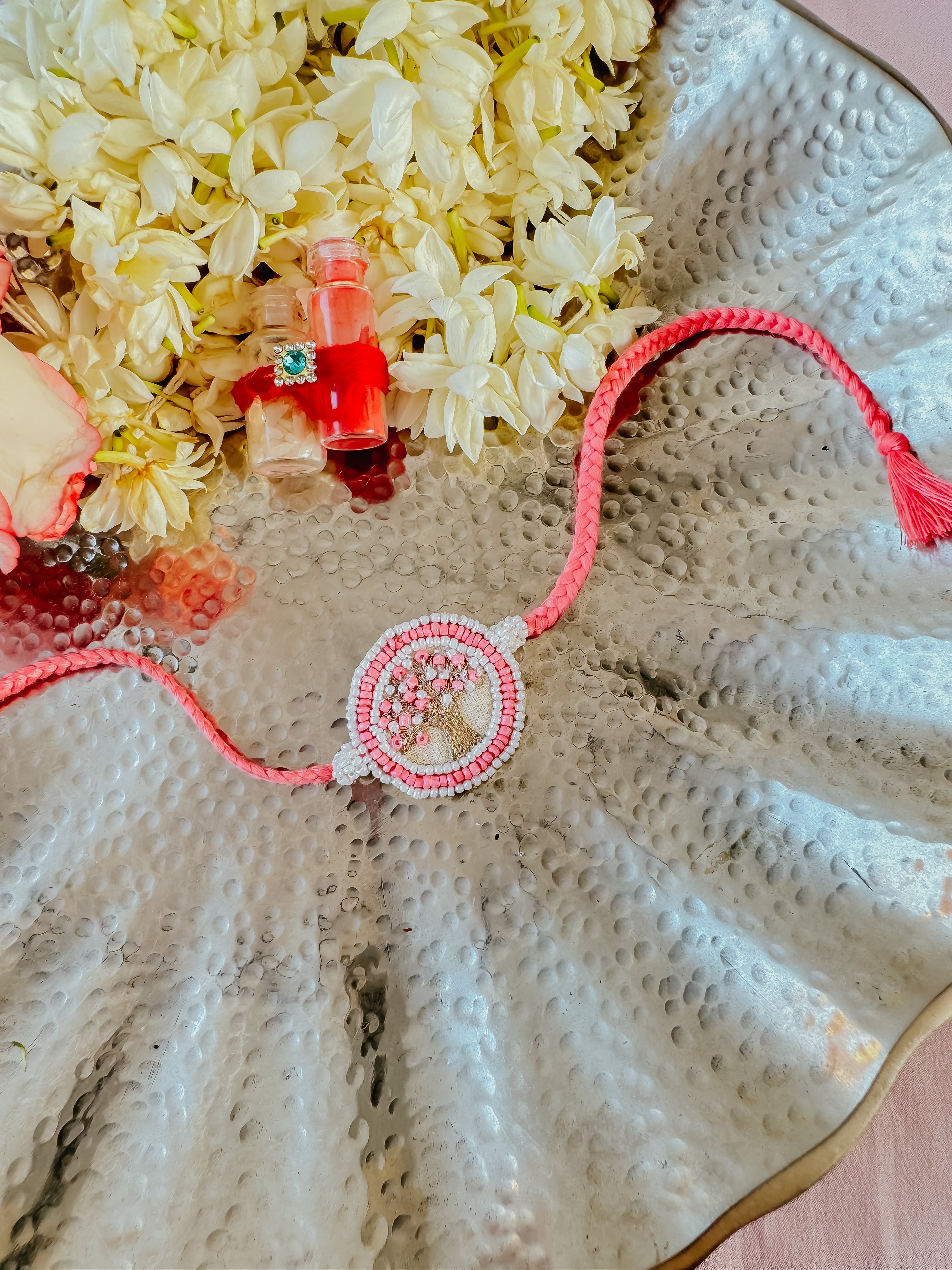 Rose Pink Kalpavriksha Handmade Rakhi