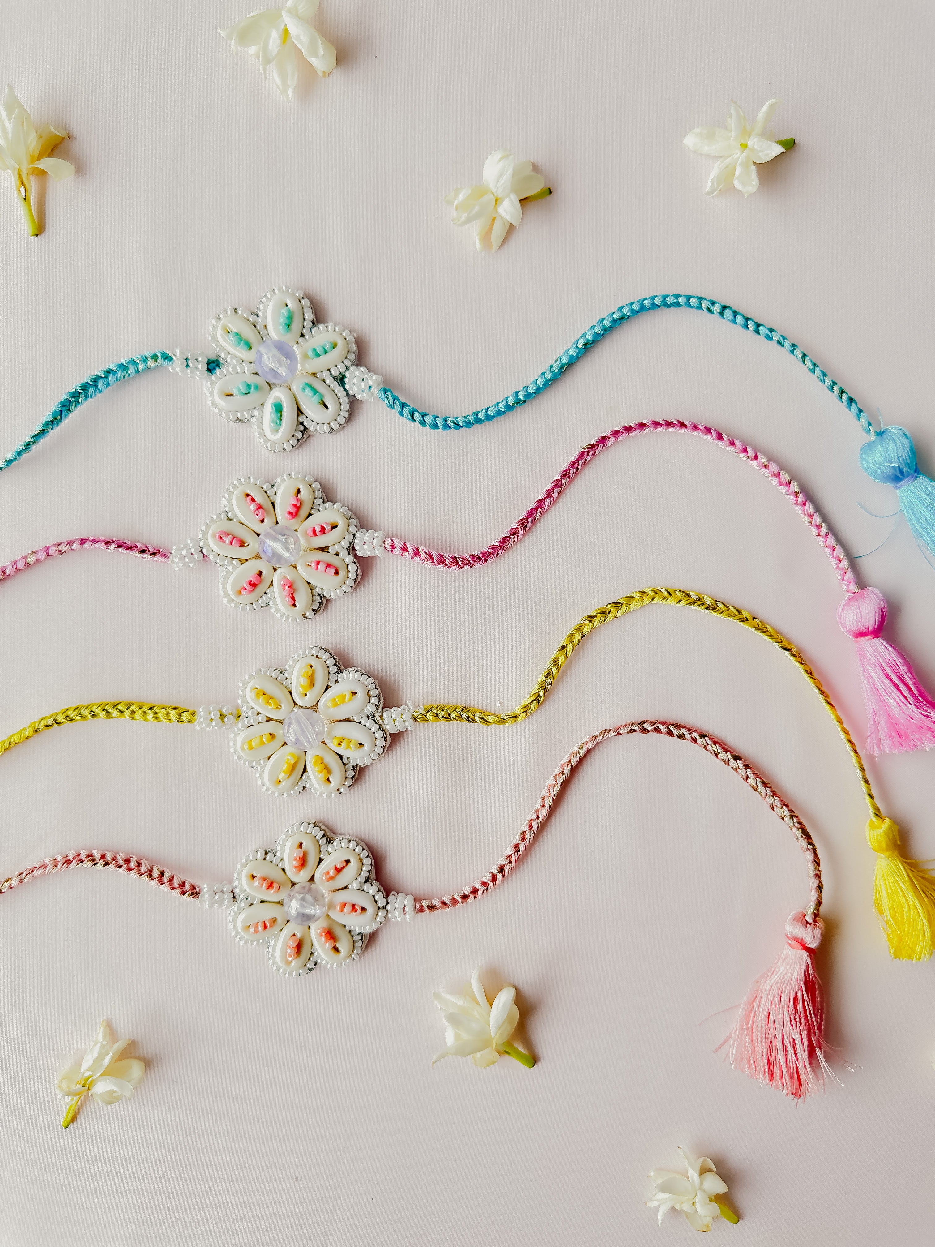 Set of 4- Pastel Bloom Handmade Rakhis