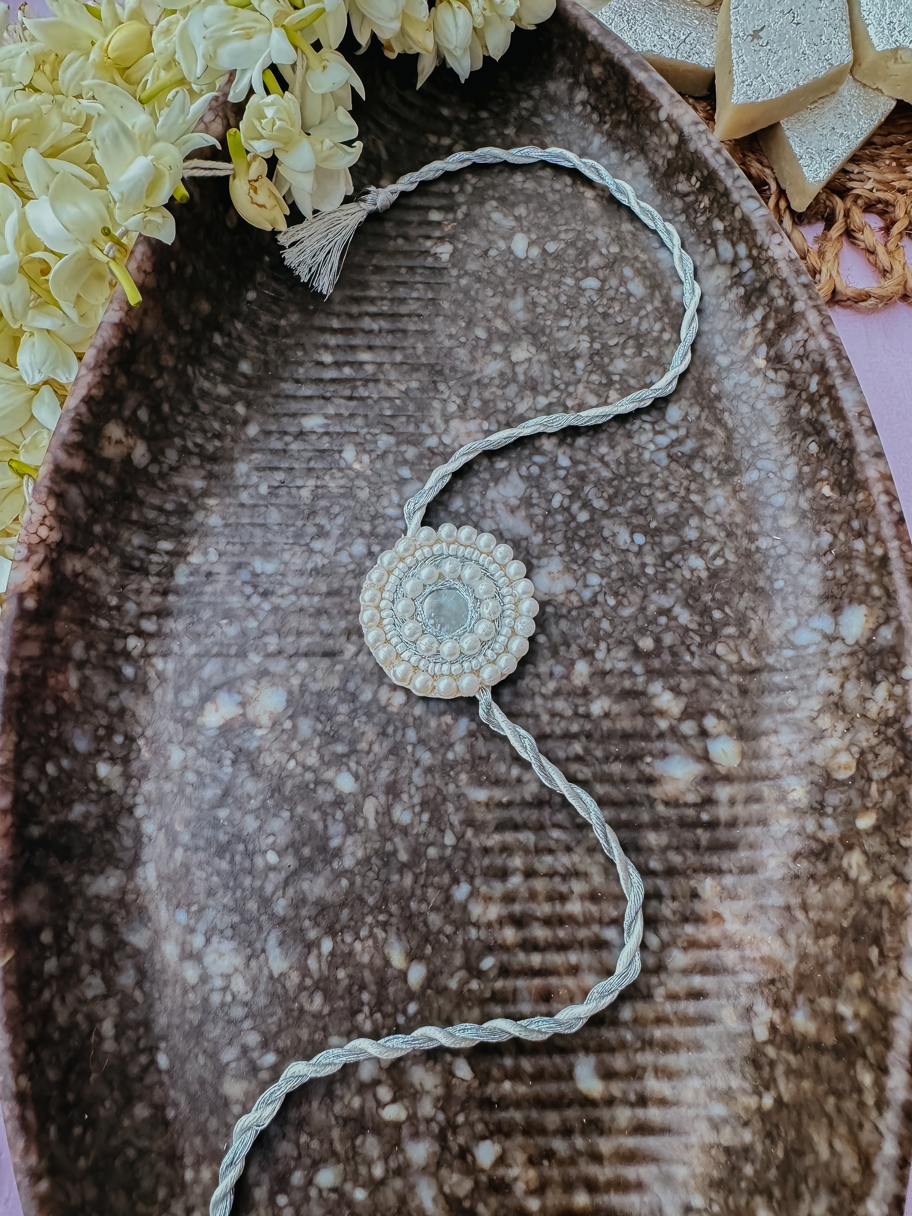 Shiny Silver Handmade Rakhi