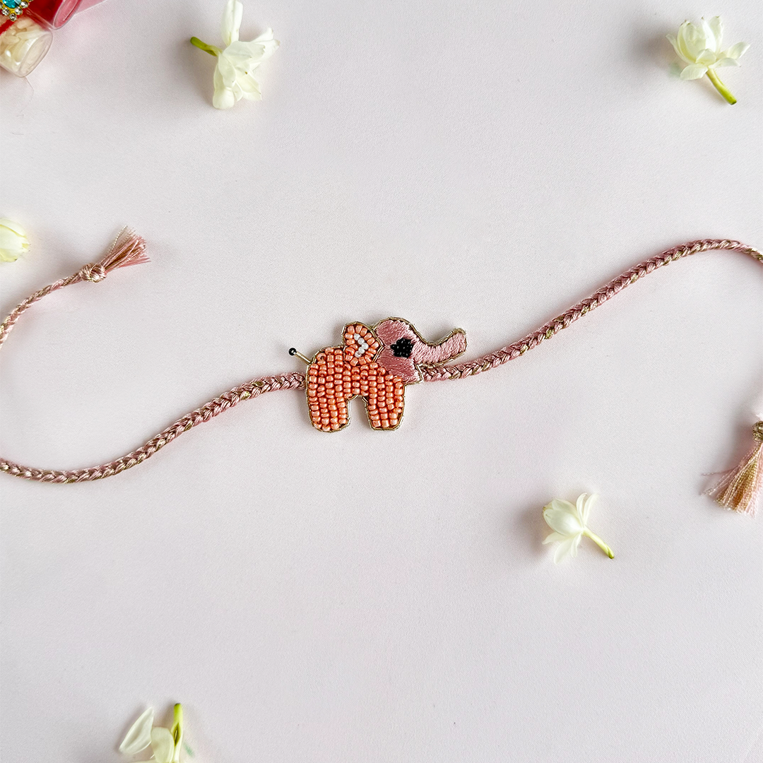 Peach Haathi Mera Saathi Handmade Rakhi