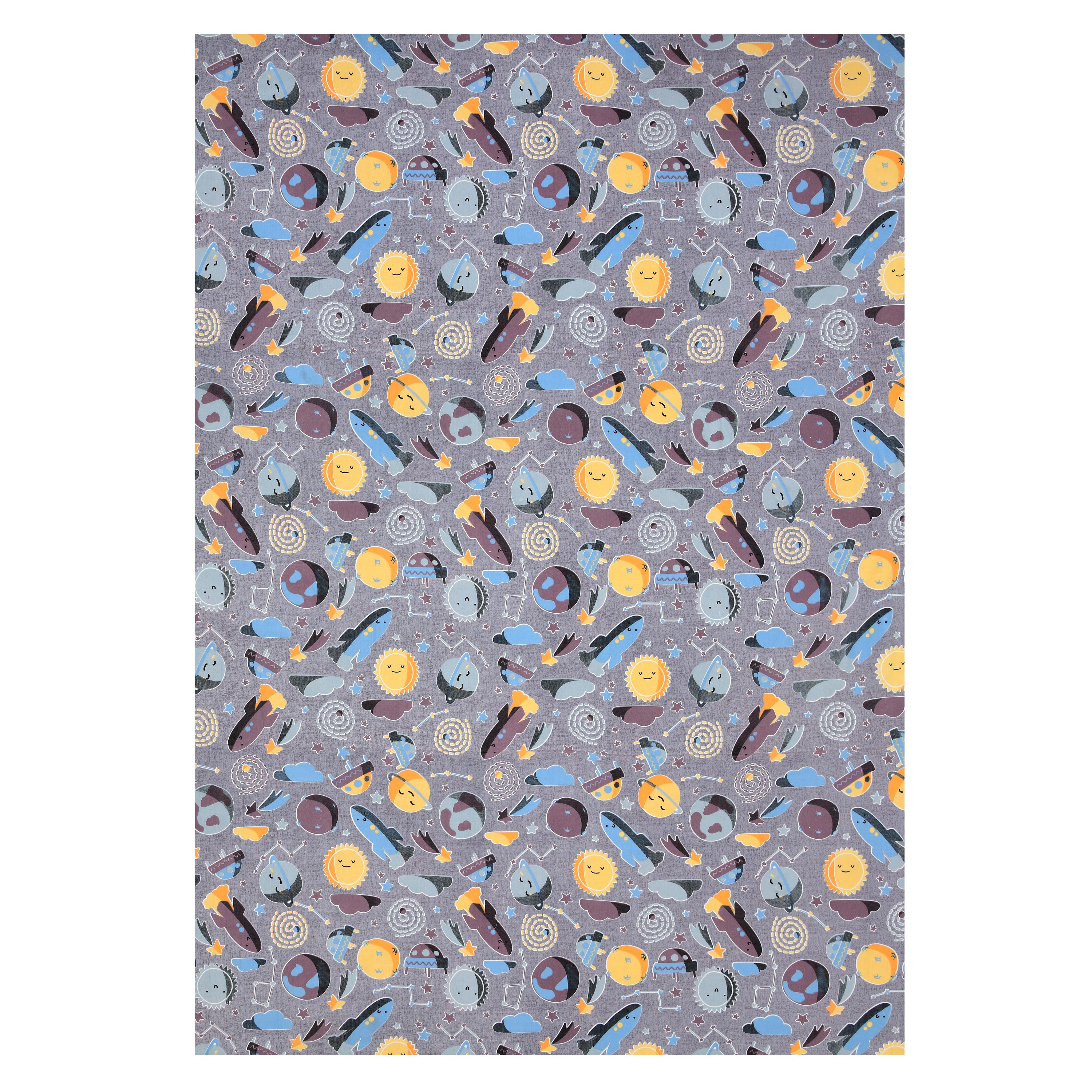 Space Explorers Pure Cotton Single Bedsheet Set of 2 - Stellar Grey