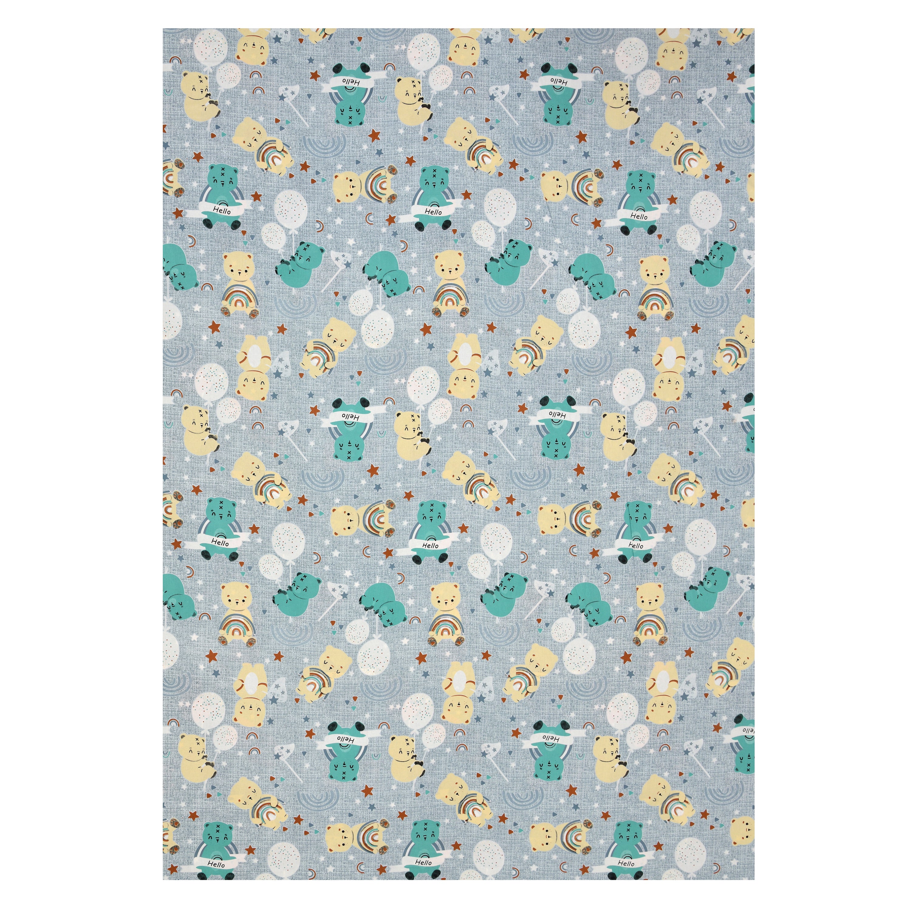 Moonlight Bear Hugs Kids Single Bedsheet Set of 2 - Light Grey