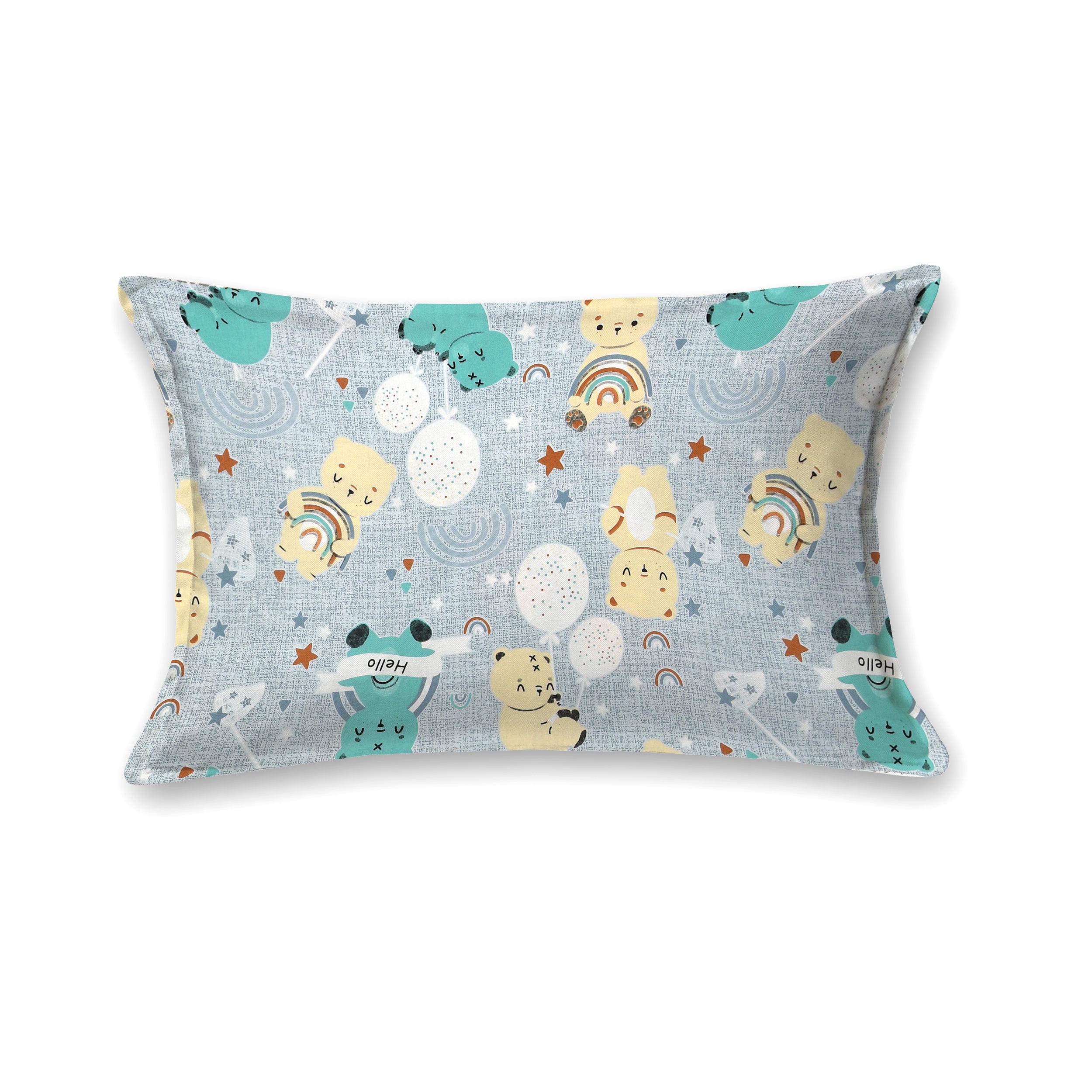 Moonlight Bear Hugs Kids Single Bedsheet Set of 2 - Light Grey