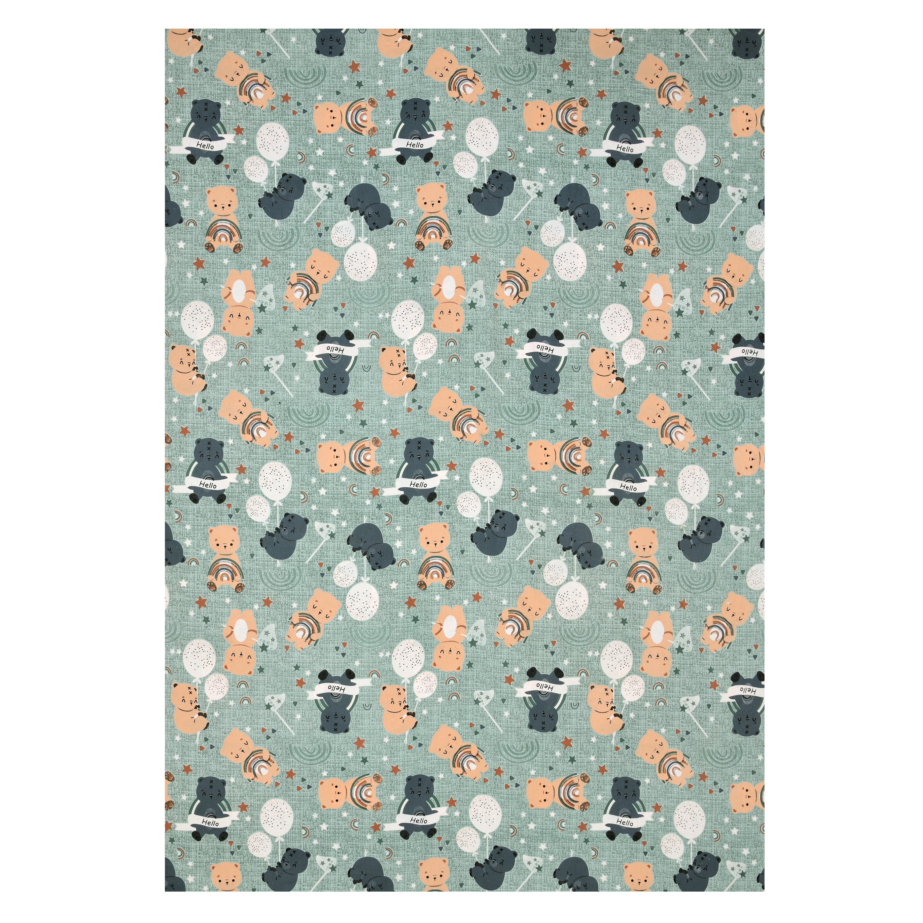 Moonlight Bear Hugs Kids Single Bedsheet Set of 2 - Light Green