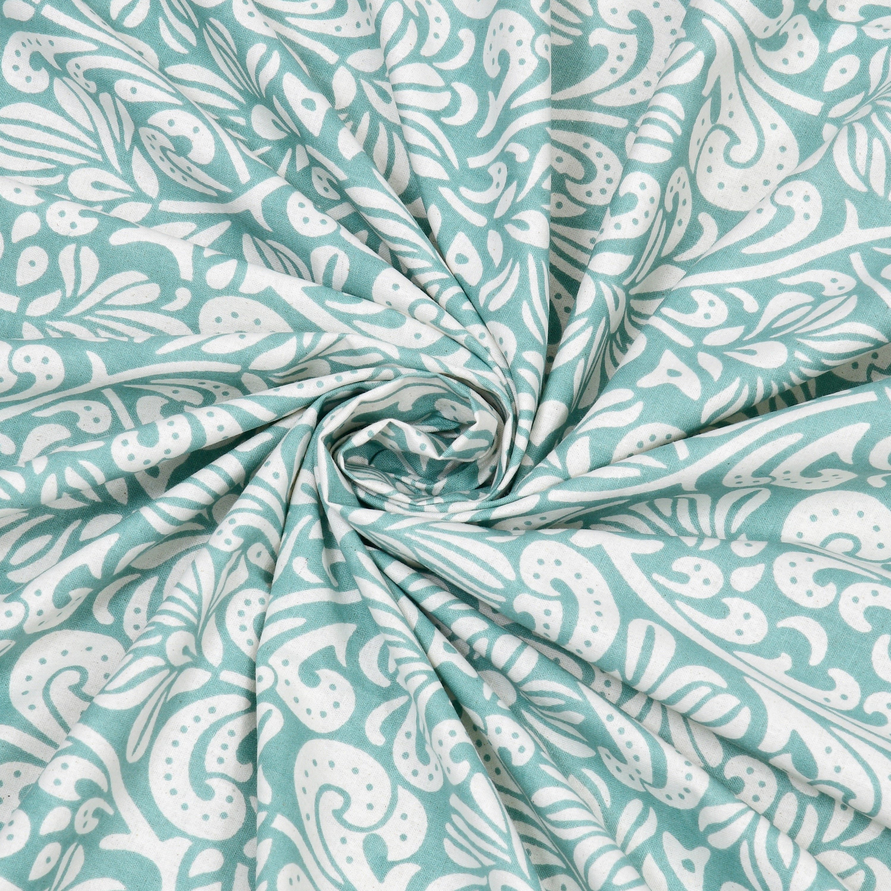 Paisley Block Printed Cotton Single Bedsheet- Green (Pack of 2)