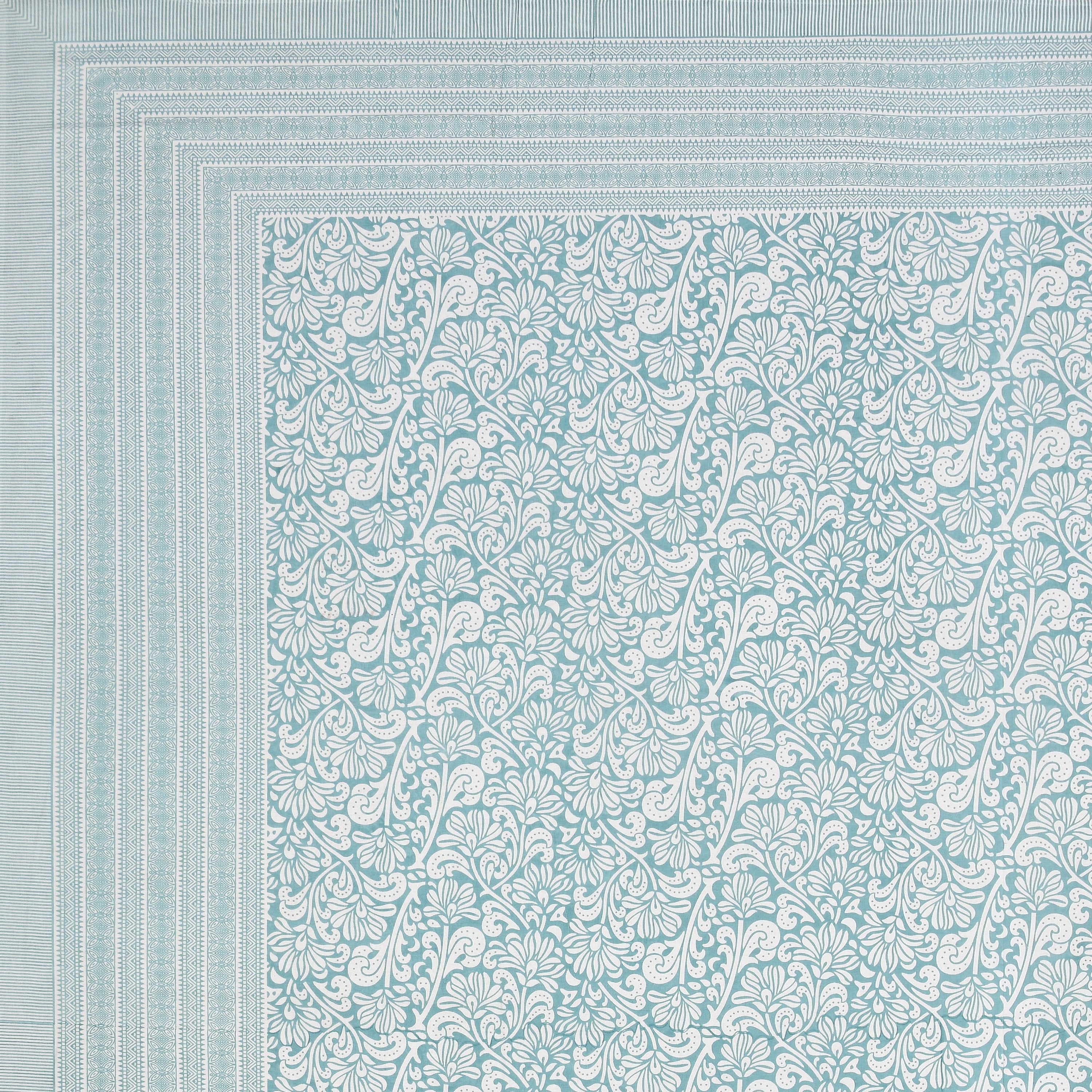 Paisley Block Printed Cotton Single Bedsheet- Green (Pack of 2)