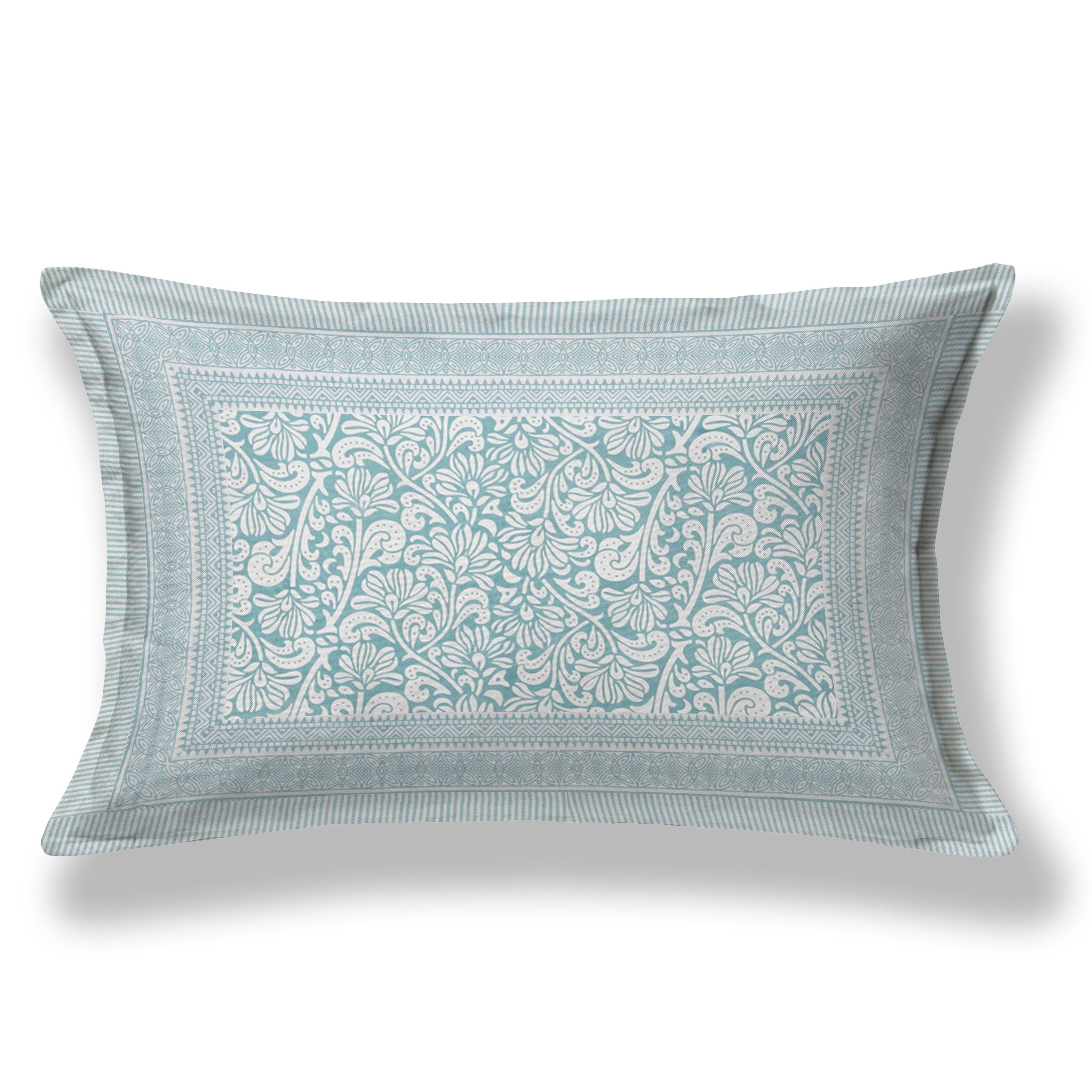 Paisley Block Printed Cotton Single Bedsheet- Green (Pack of 2)