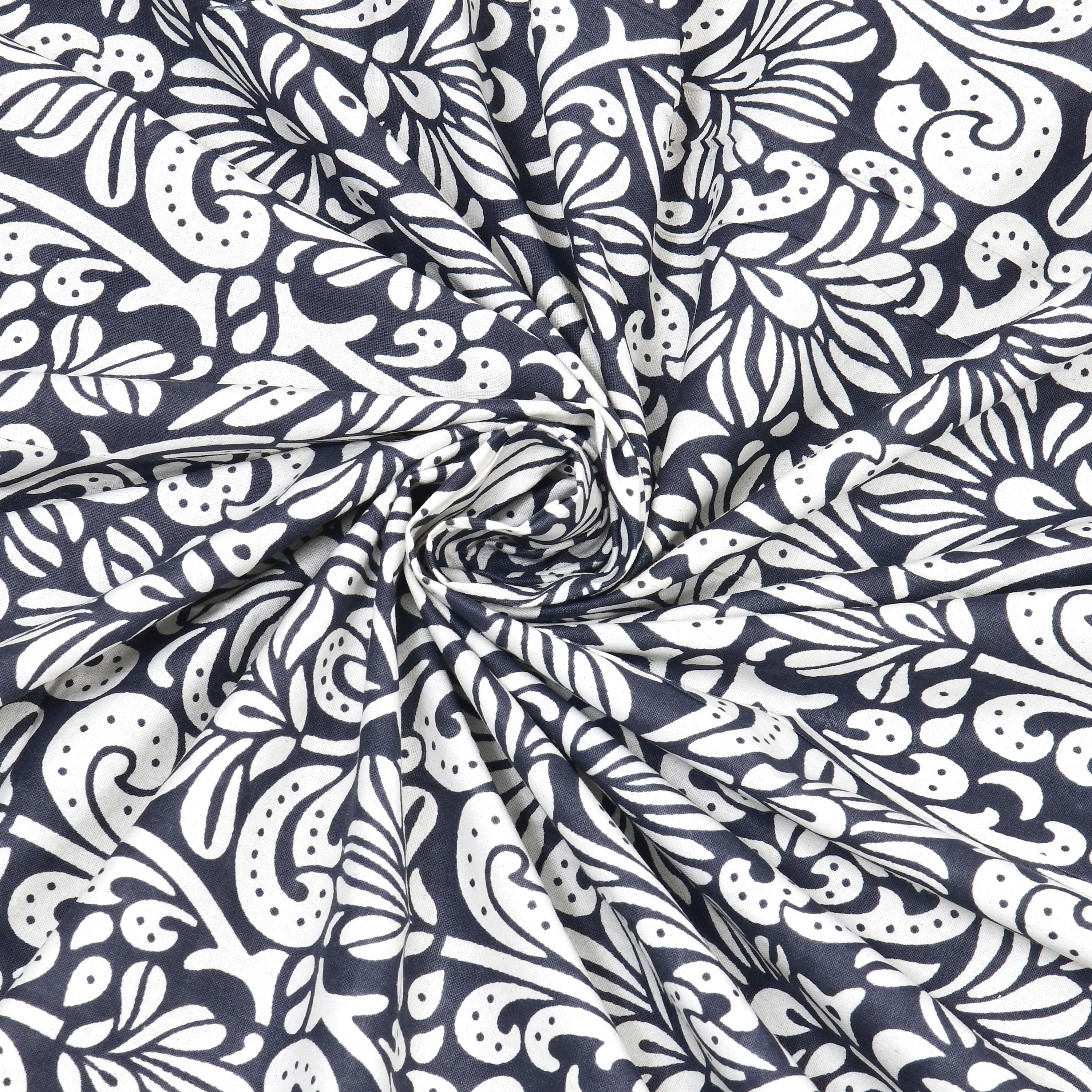 Paisley Block Printed Cotton Single Bedsheet- Black (Pack of 2)