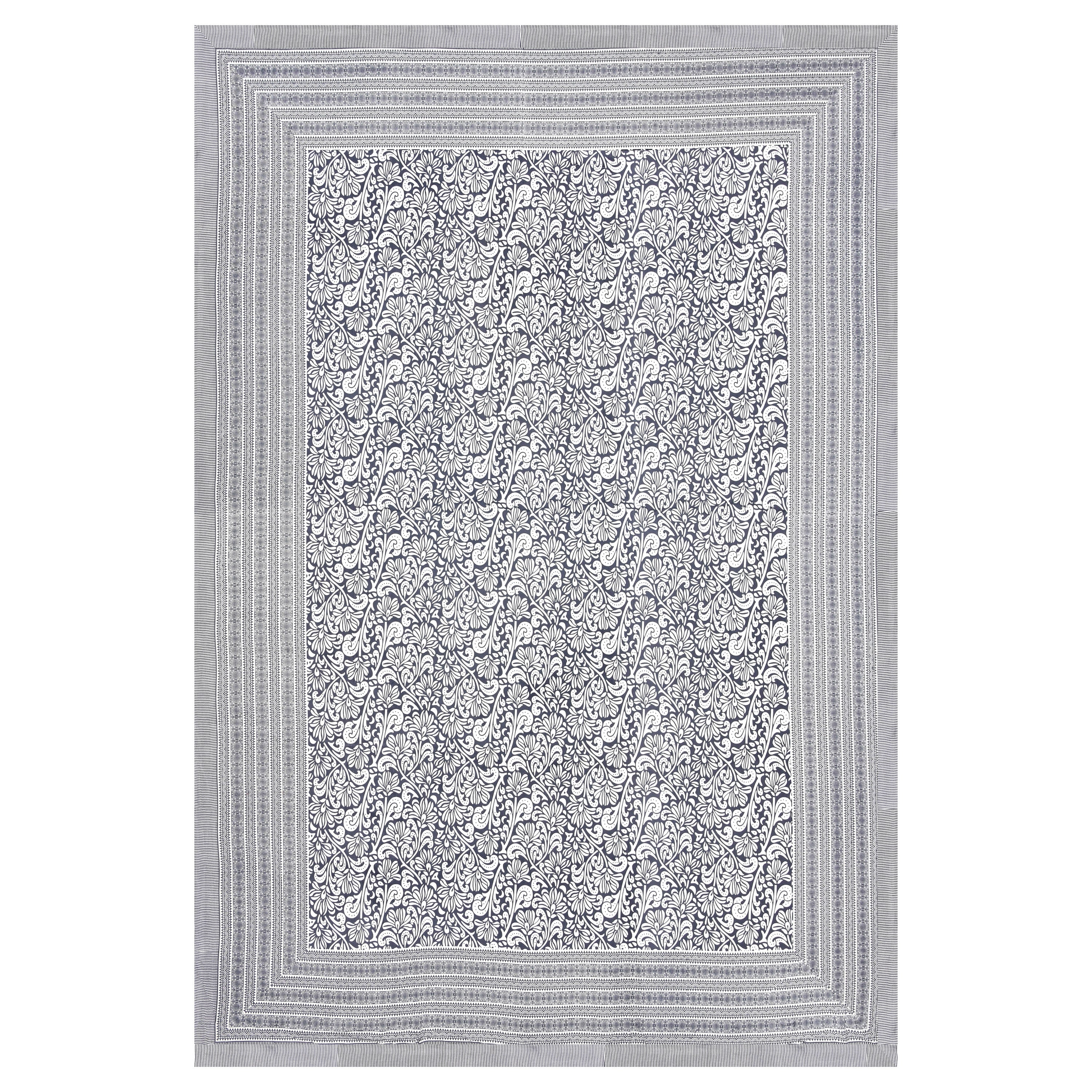 Paisley Block Printed Cotton Single Bedsheet- Black (Pack of 2)