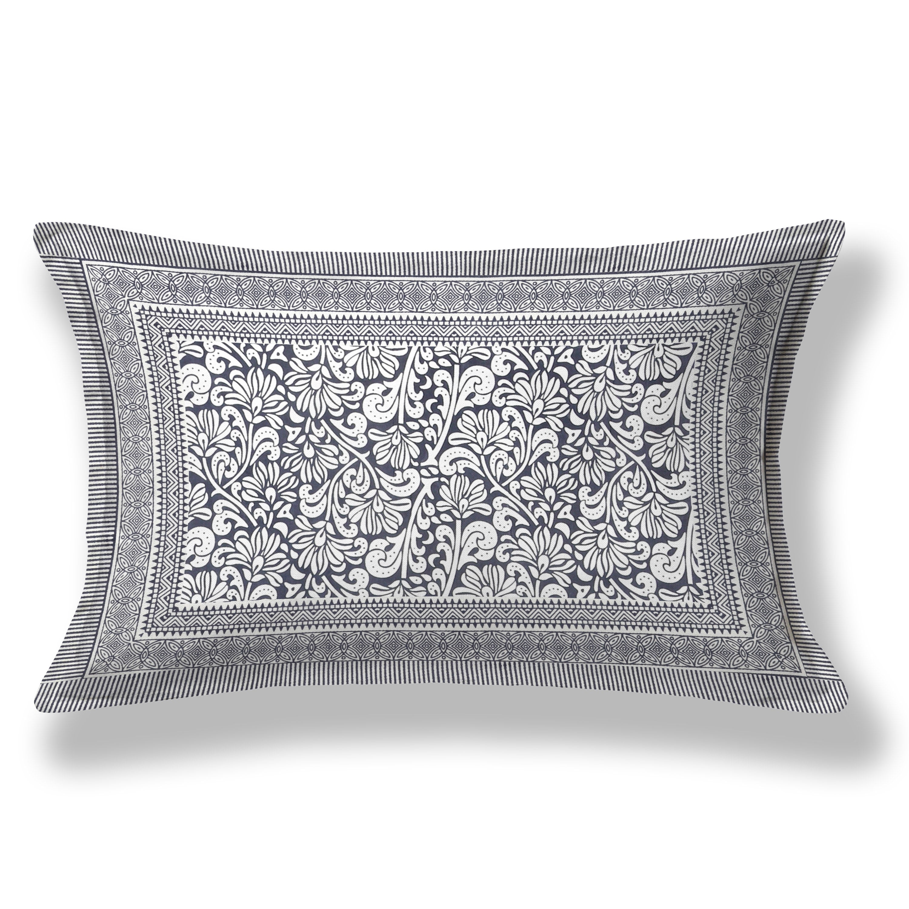Paisley Block Printed Cotton Single Bedsheet- Black (Pack of 2)