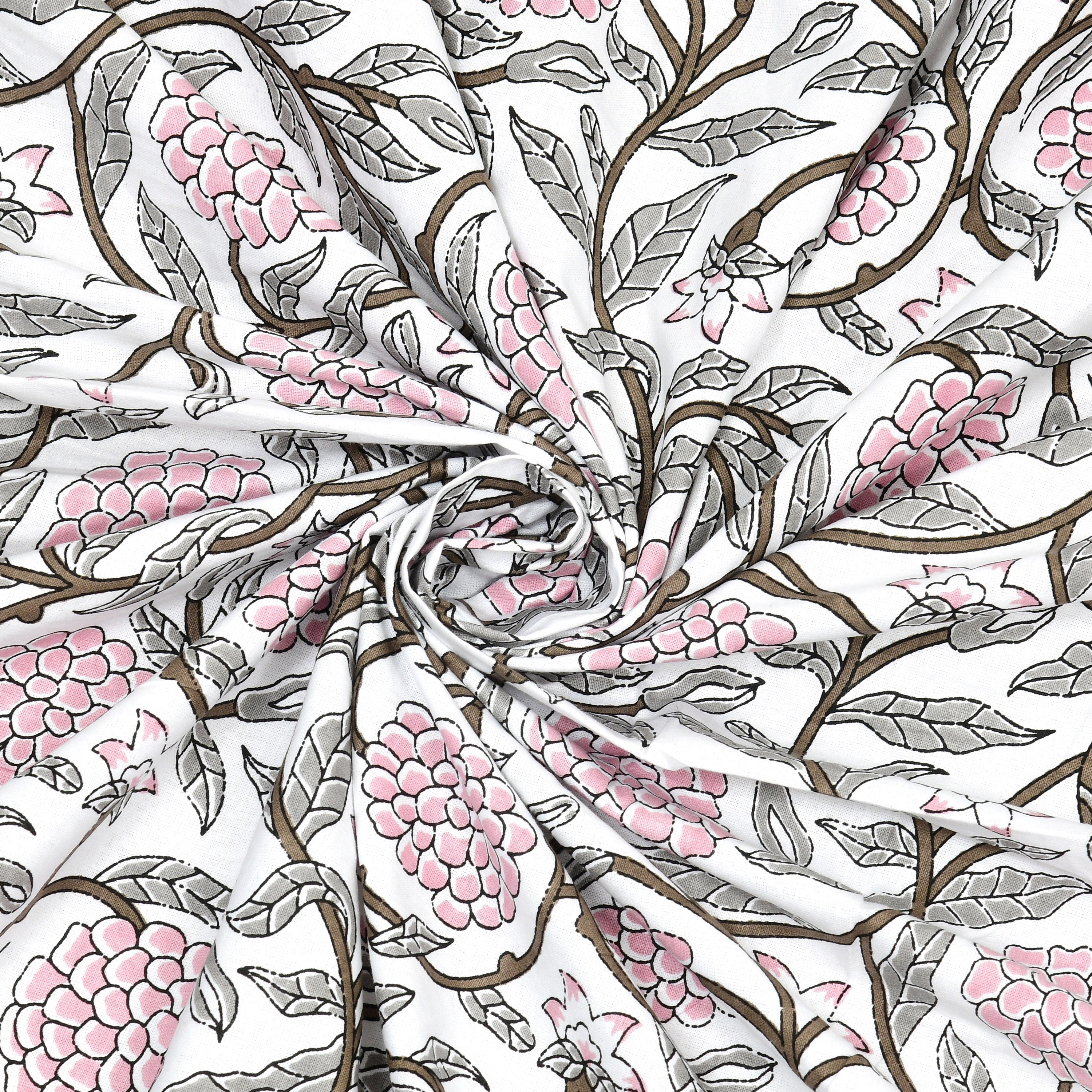 Pastel Floral Cotton Single Bedsheet- Pastel Pink (Pack of 2)