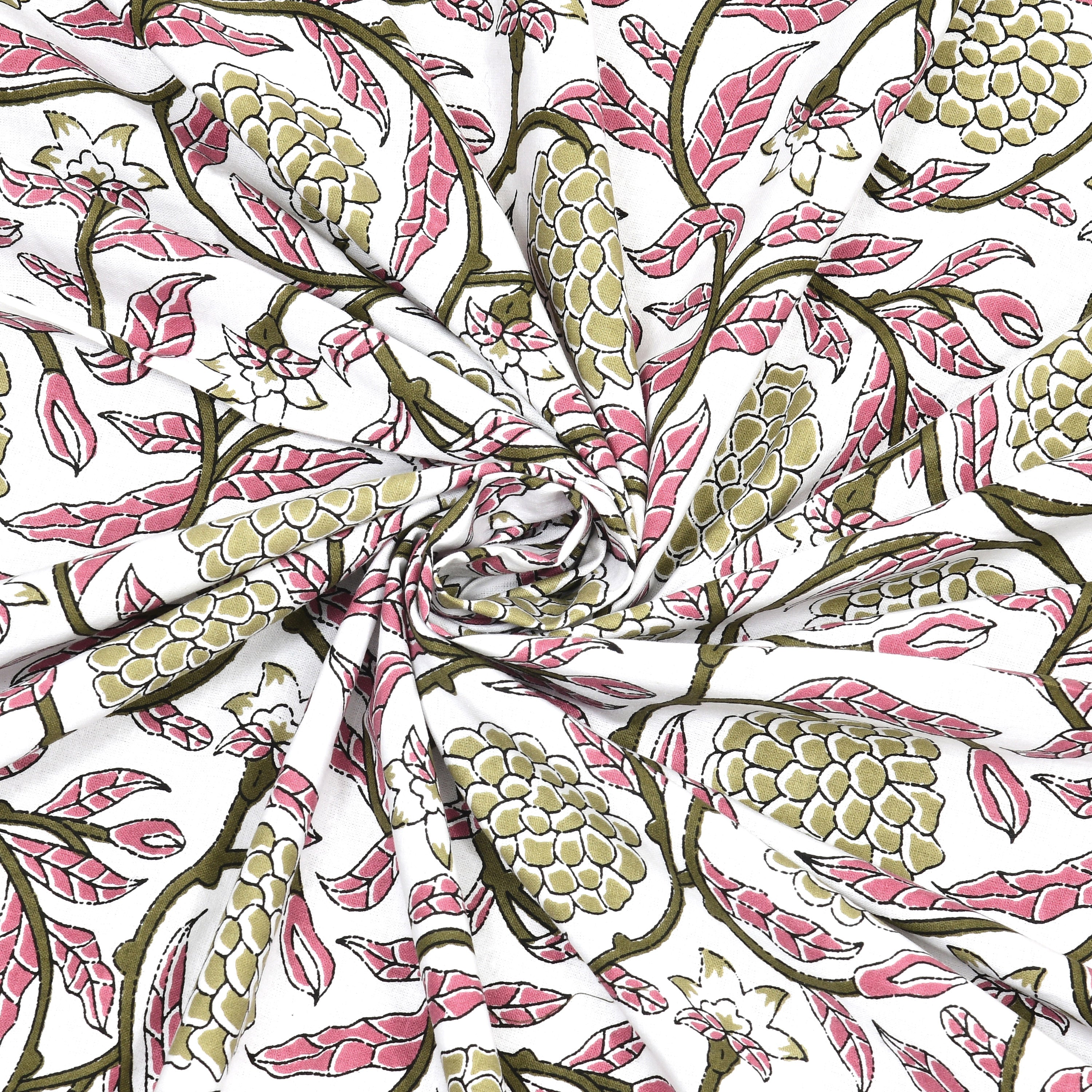 Pastel Floral Cotton Single Bedsheet- Moss Green (Pack of 2)