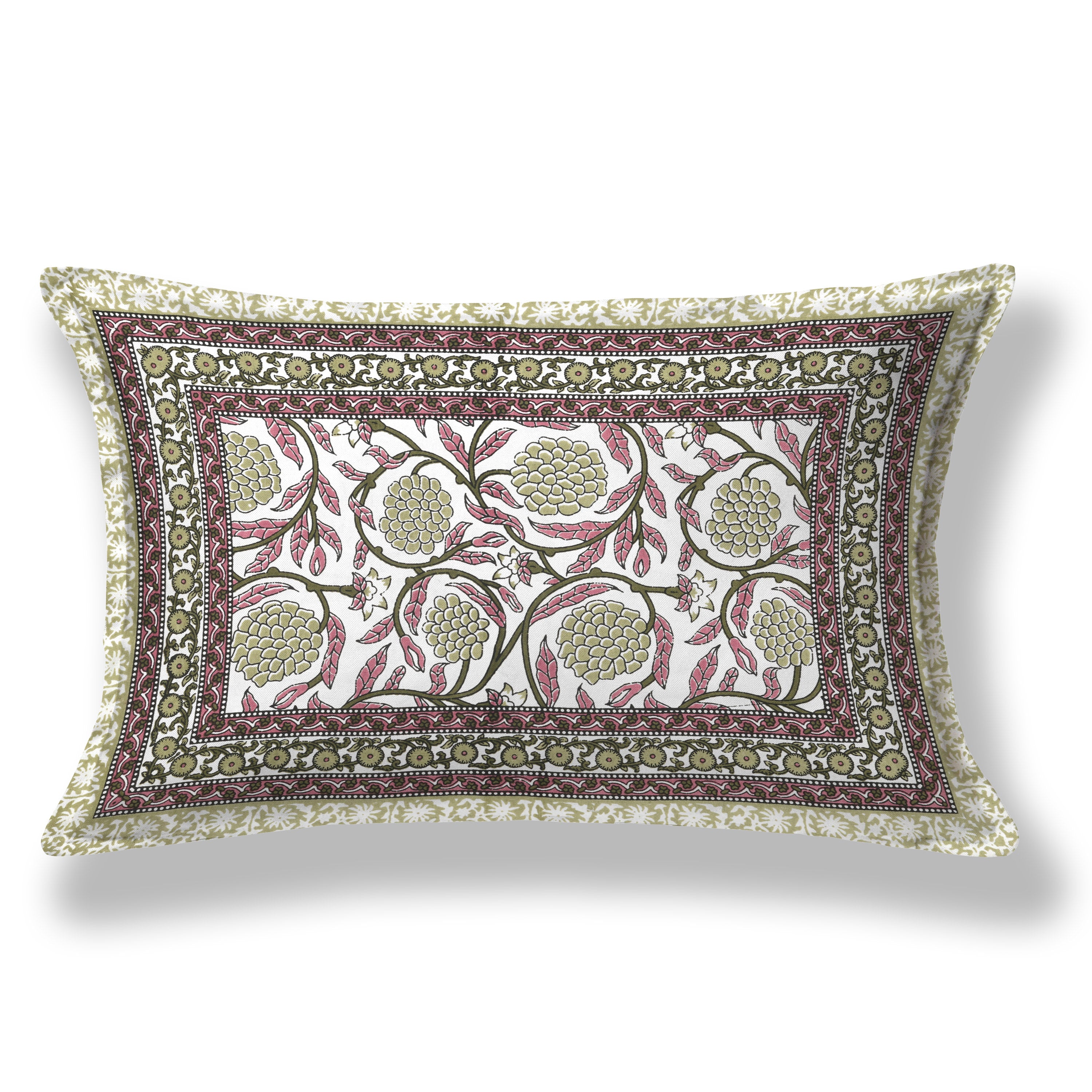 Pastel Floral Cotton Single Bedsheet- Moss Green (Pack of 2)
