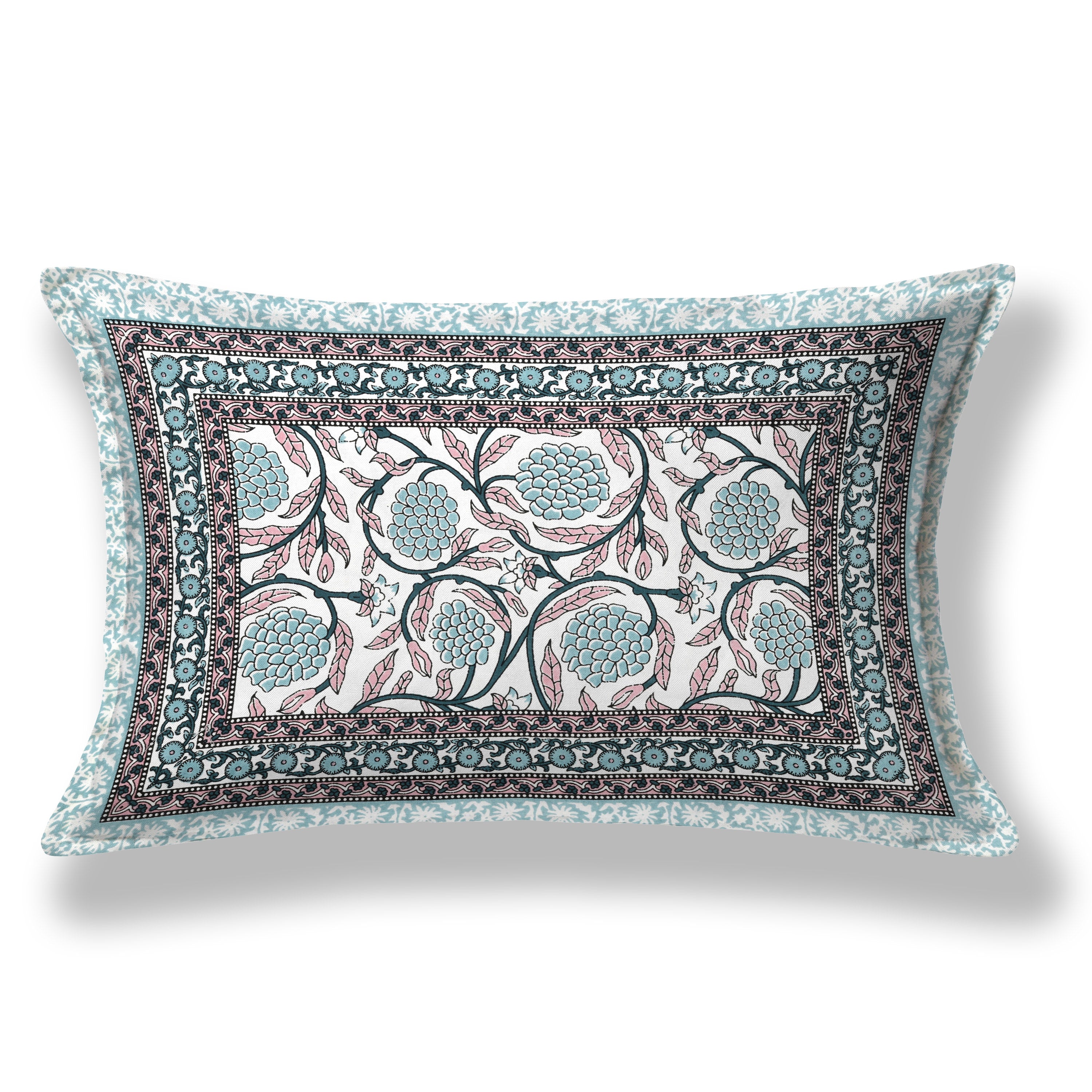 Pastel Floral Cotton Single Bedsheet- Aqua Blue (Pack of 2)