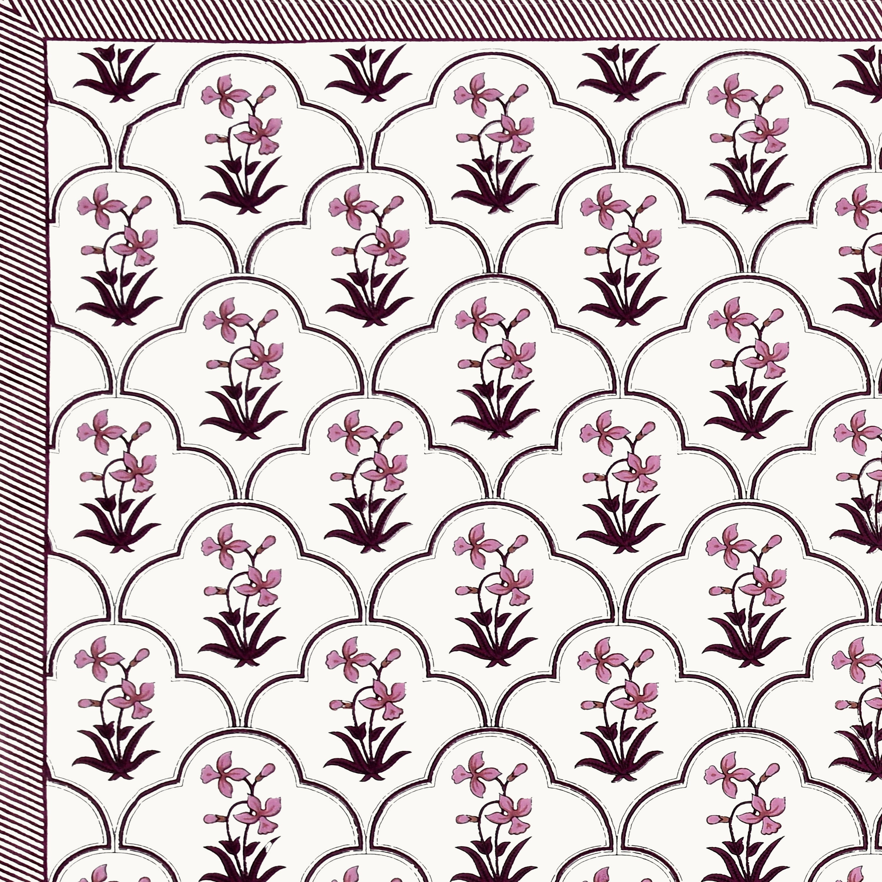 Block Printed Cotton Single Bedsheet- Pink (Pack of 2)
