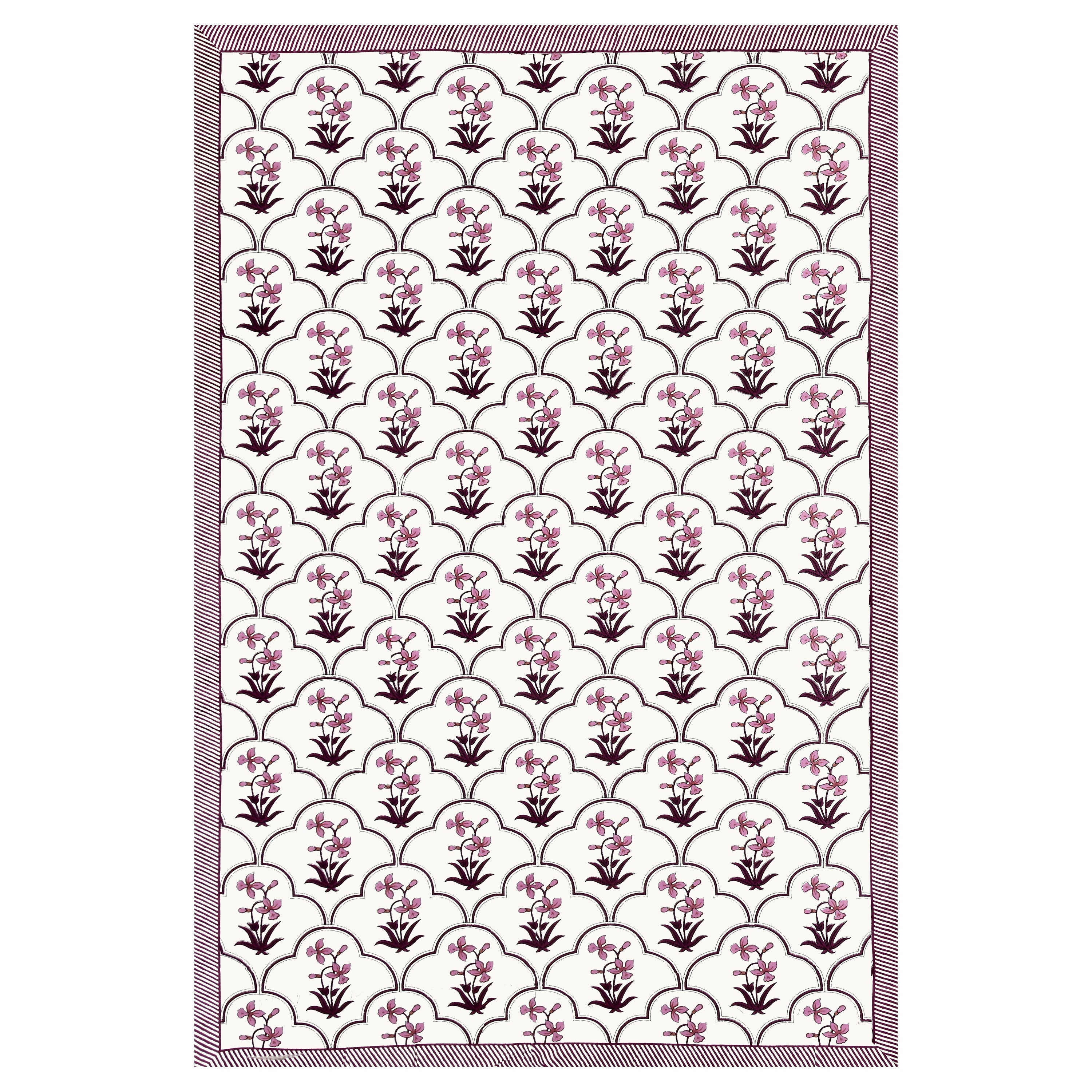 Block Printed Cotton Single Bedsheet- Pink (Pack of 2)