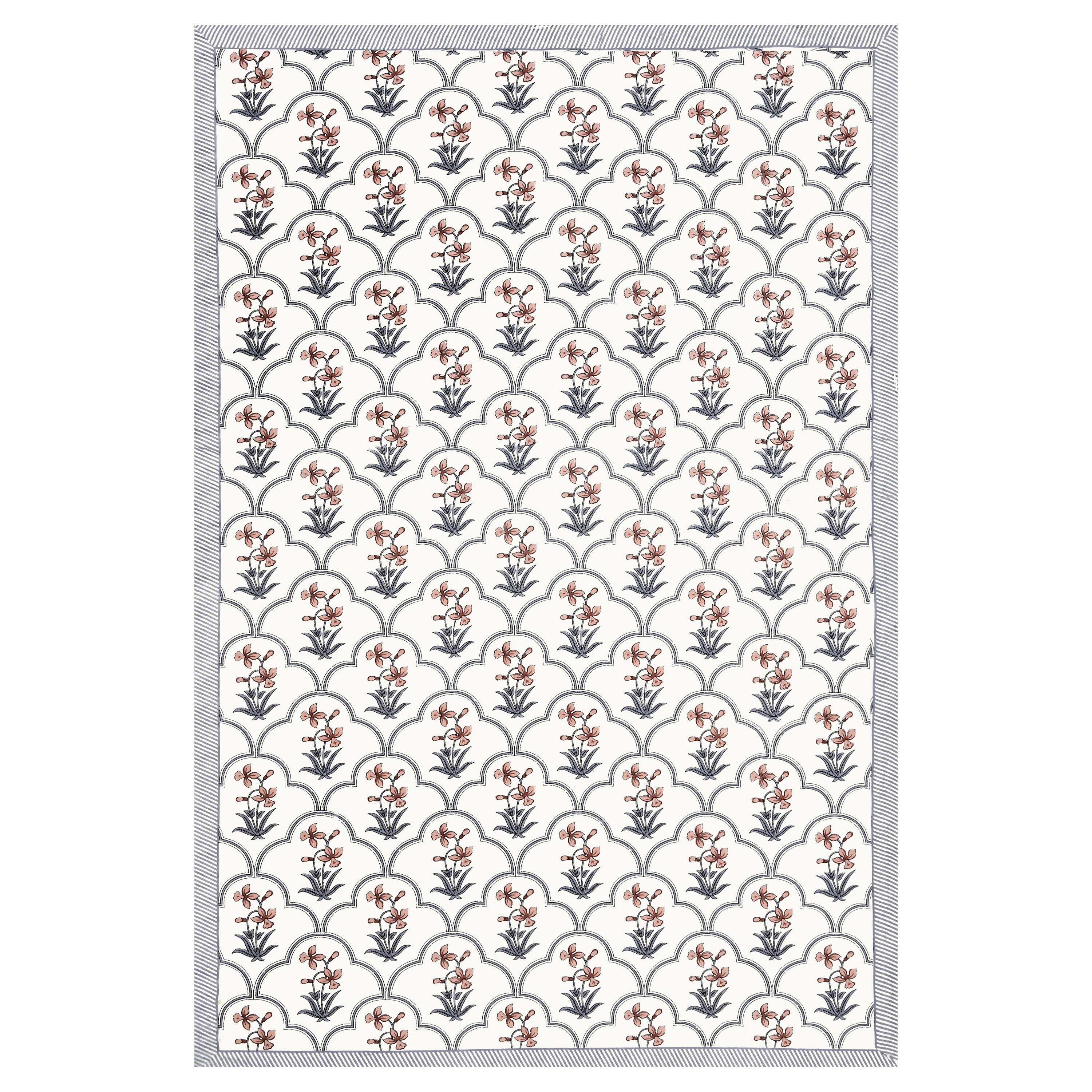 Block Printed Cotton Single Bedsheet- Grey (Pack of 2)
