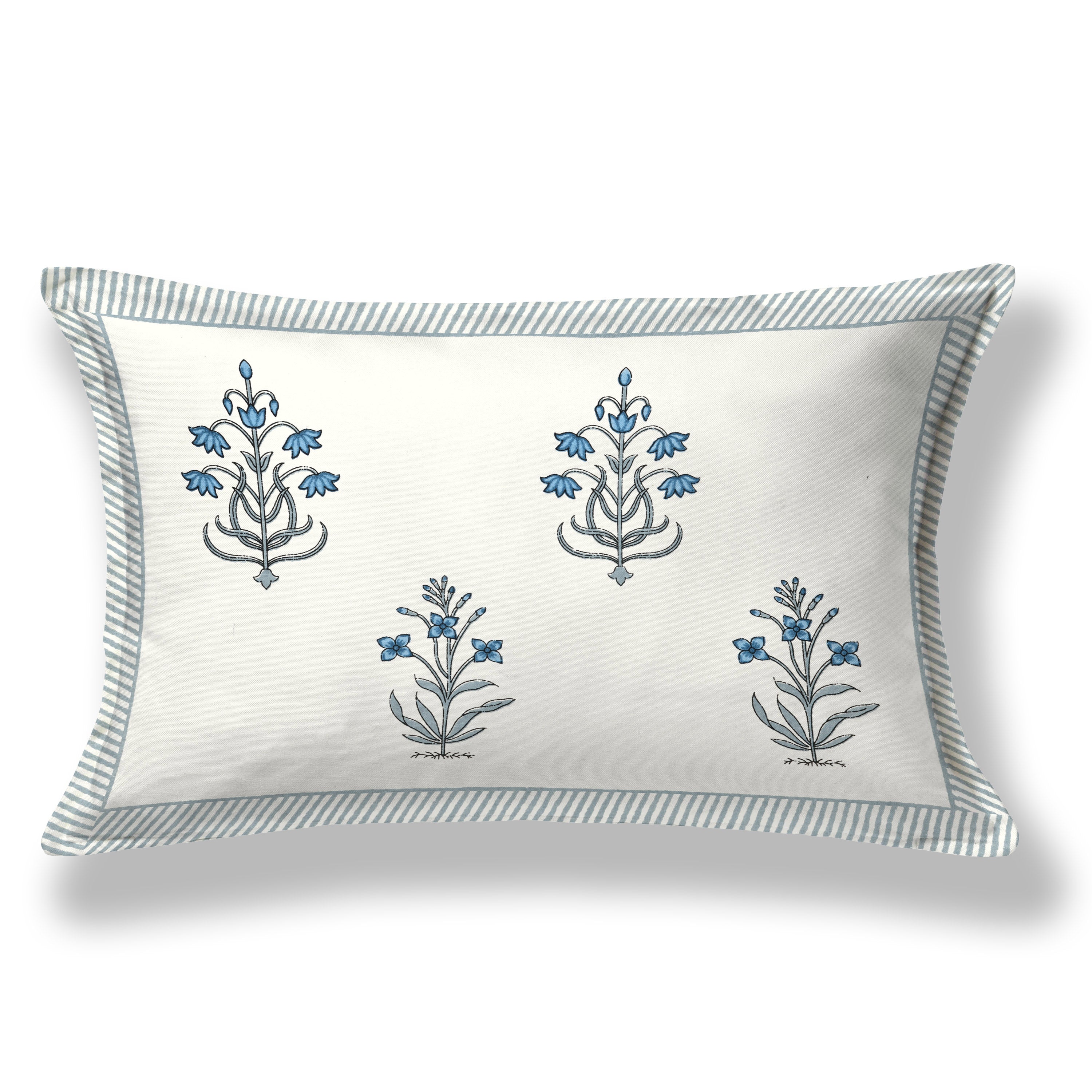 Block Printed Cotton Single Bedsheet- Blue (Pack of 2)