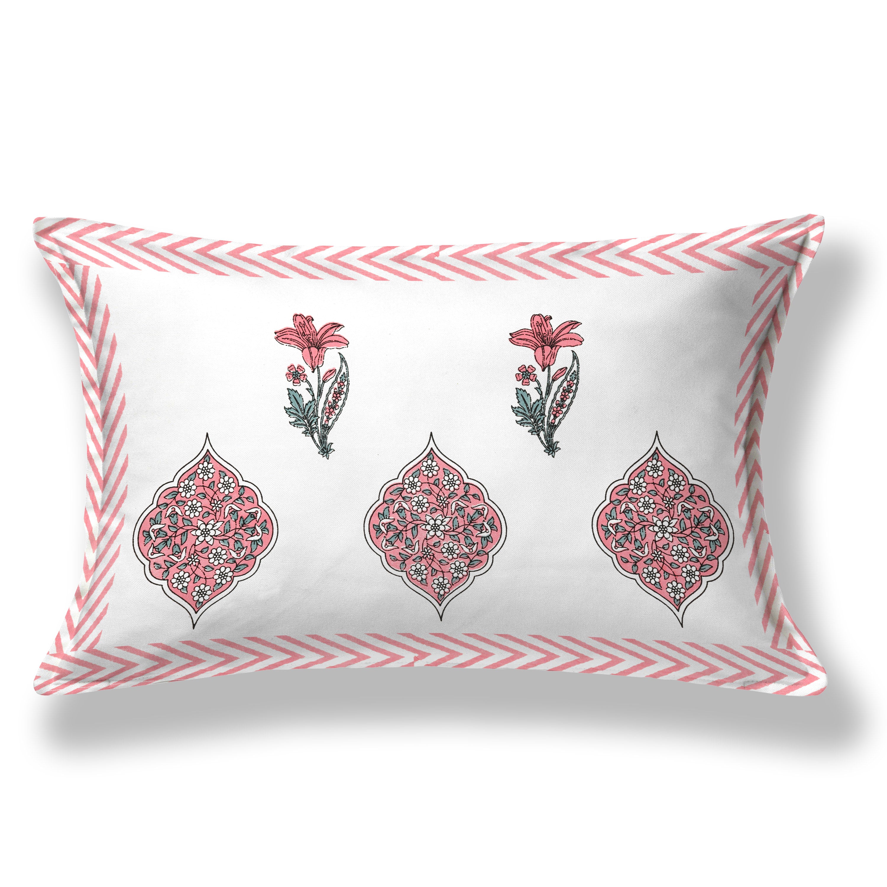 Butta Block Printed Cotton Single Bedsheet- Pink (Pack of 2)
