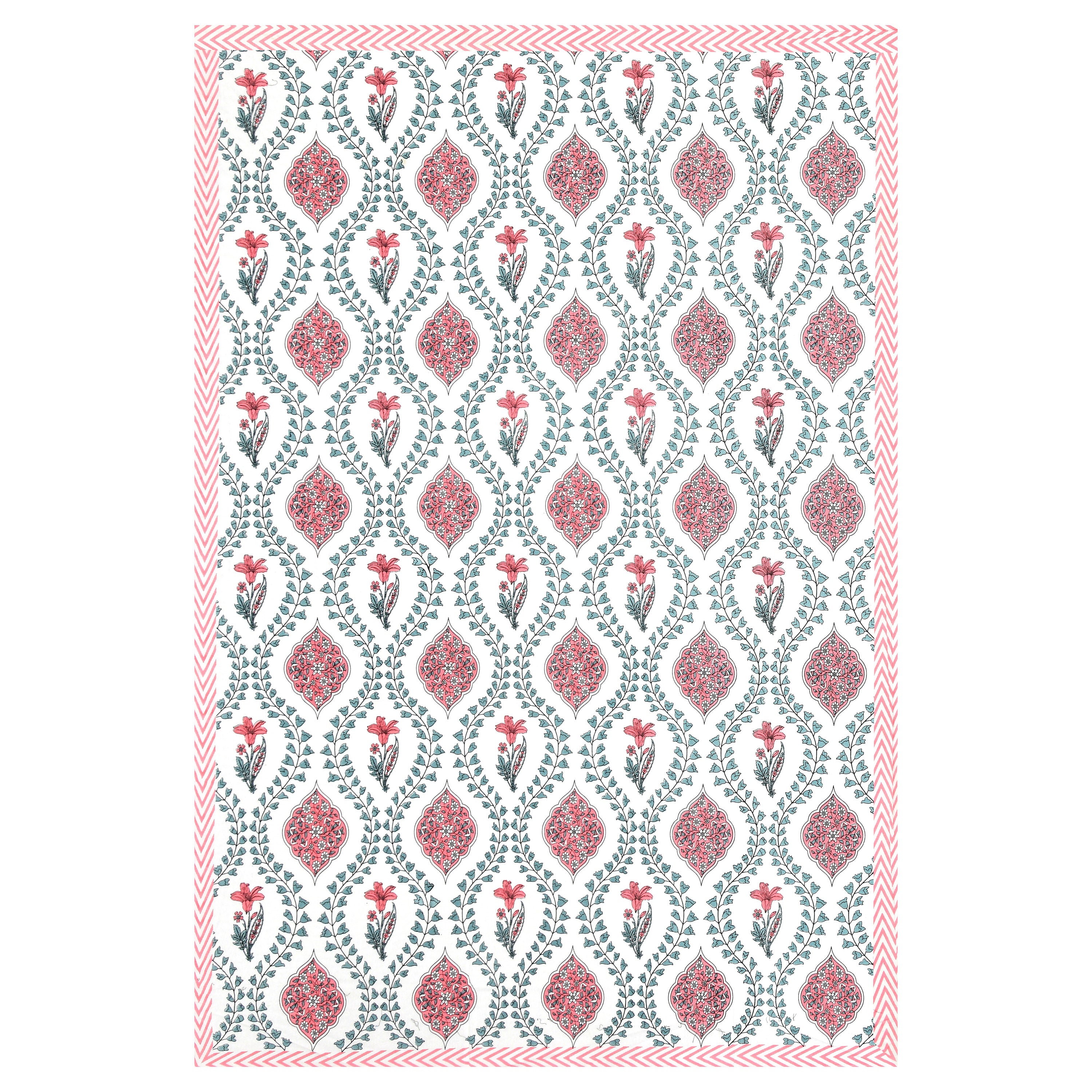 Butta Block Printed Cotton Single Bedsheet- Pink (Pack of 2)