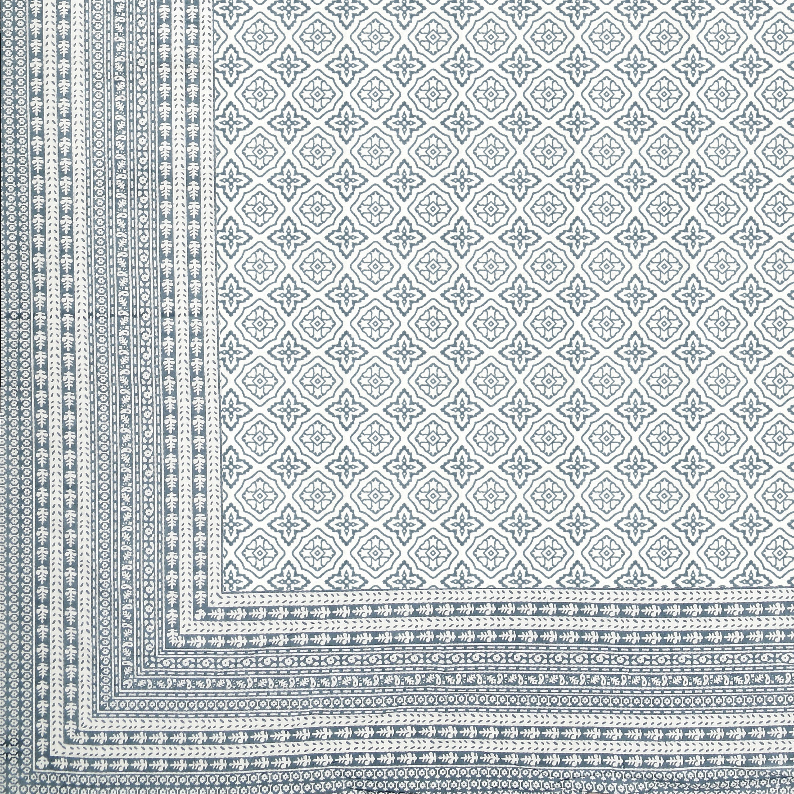 Square Printed Single Cotton Bedsheet- Grey (Pack of 2)