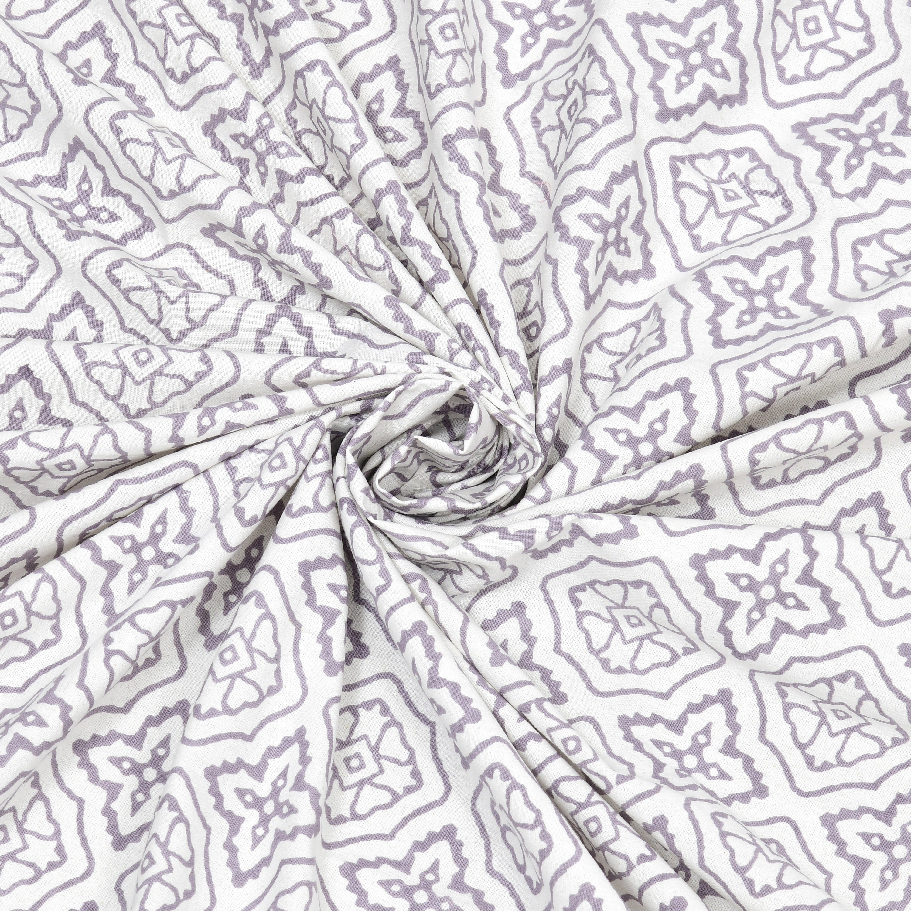 Square Printed Cotton Single Bedsheet- Lavender (Pack of 2)