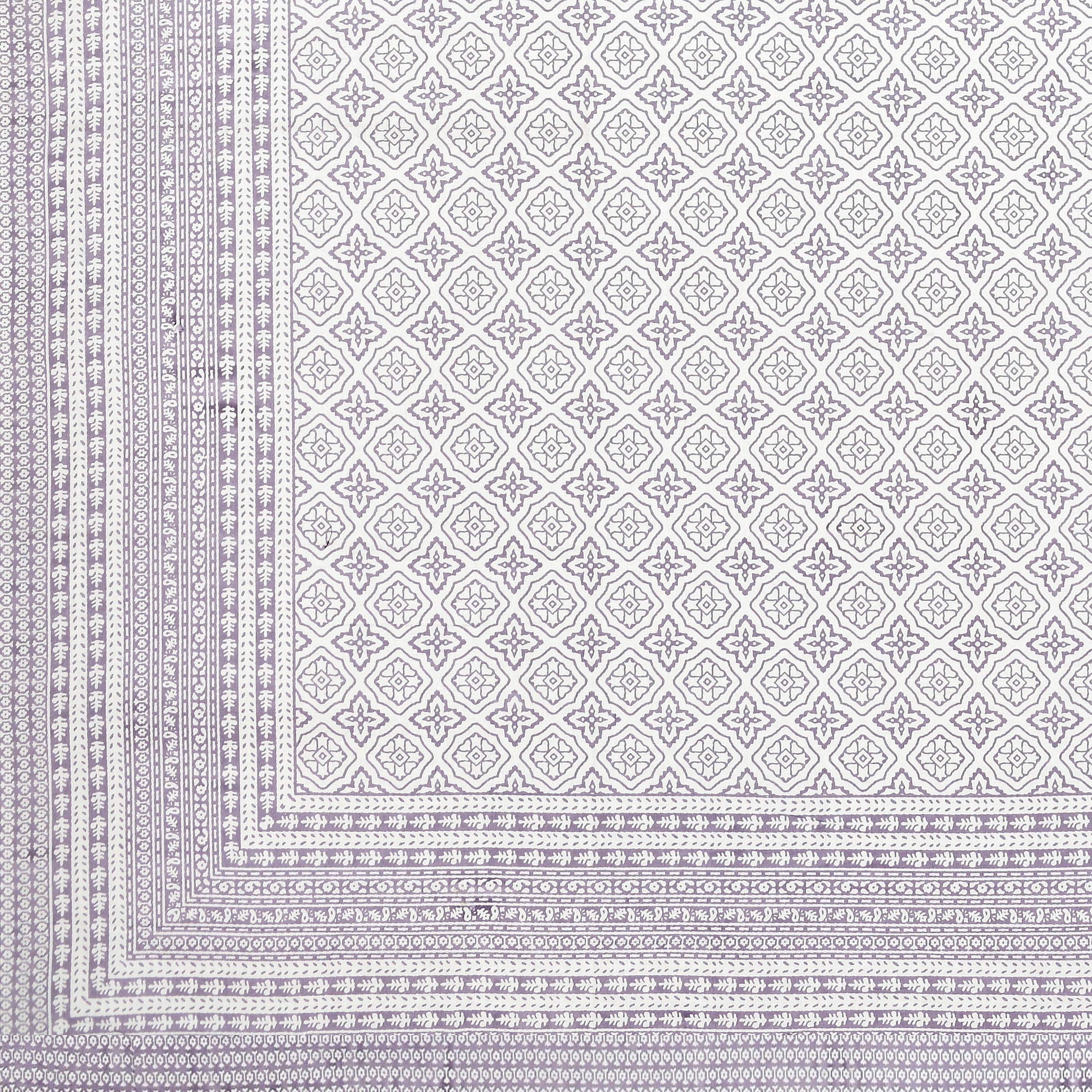Square Printed Cotton Single Bedsheet- Lavender (Pack of 2)