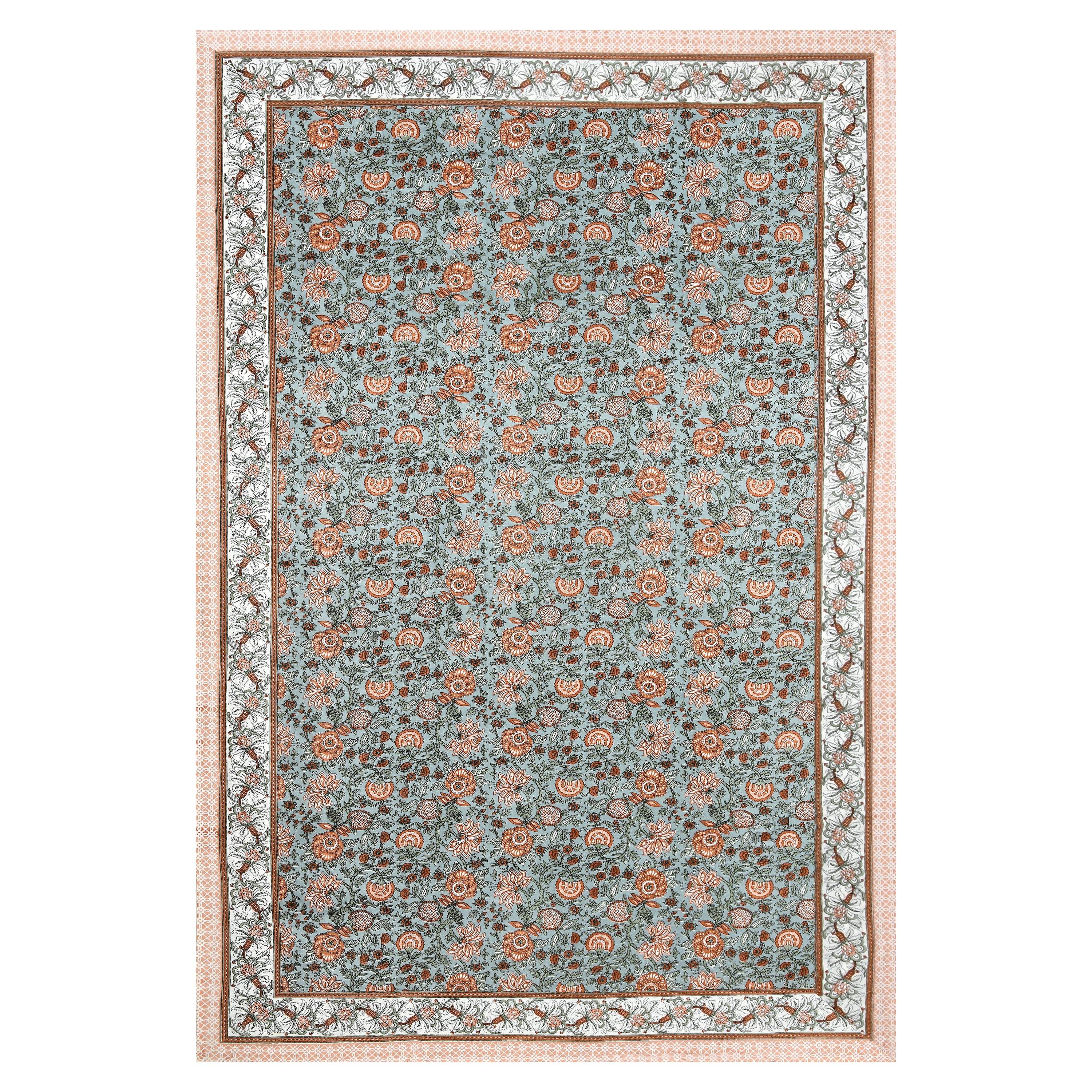 Vintage Botanical Printed Single Bedsheet- Sage Green (Pack of 2)