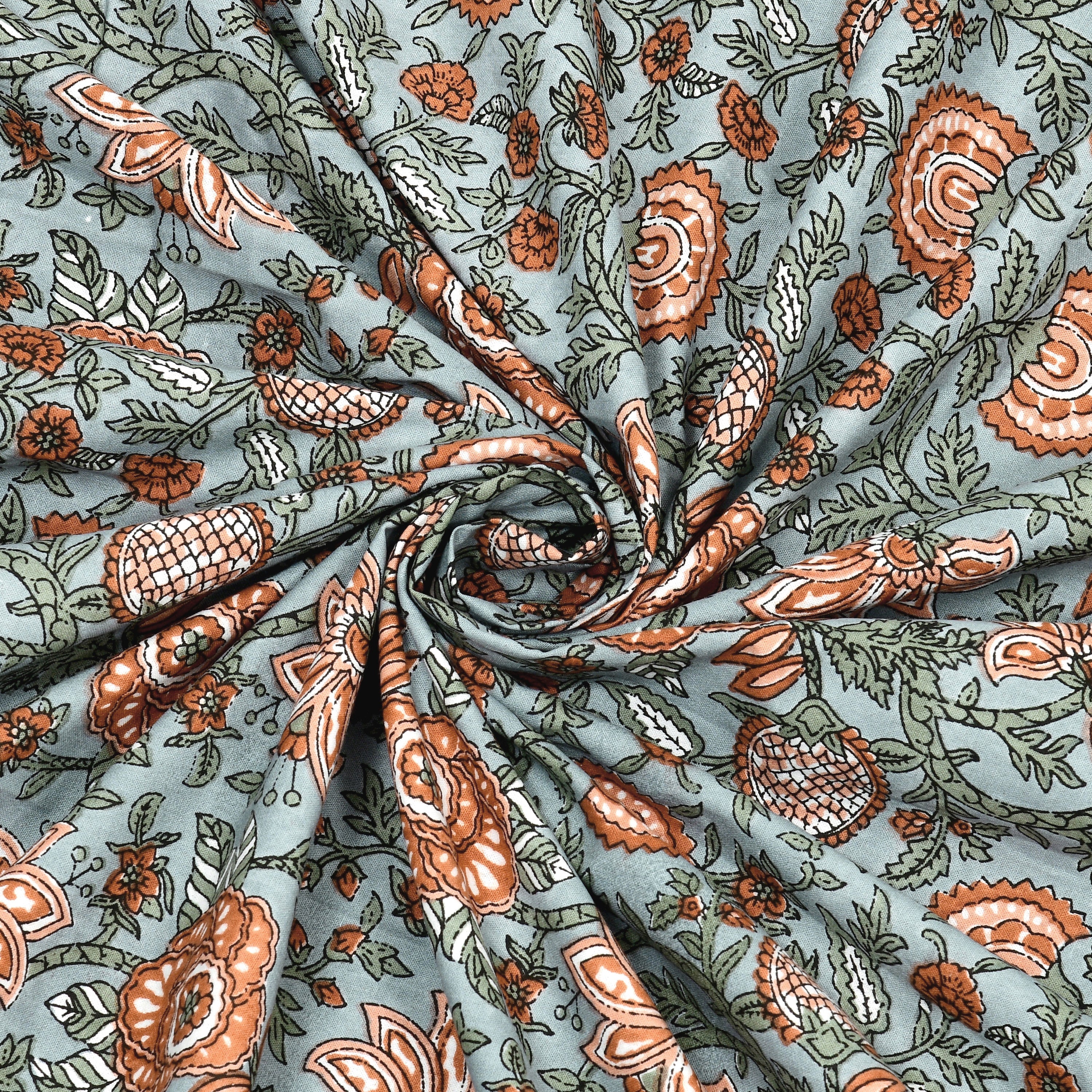 Vintage Botanical Printed Single Bedsheet- Sage Green (Pack of 2)