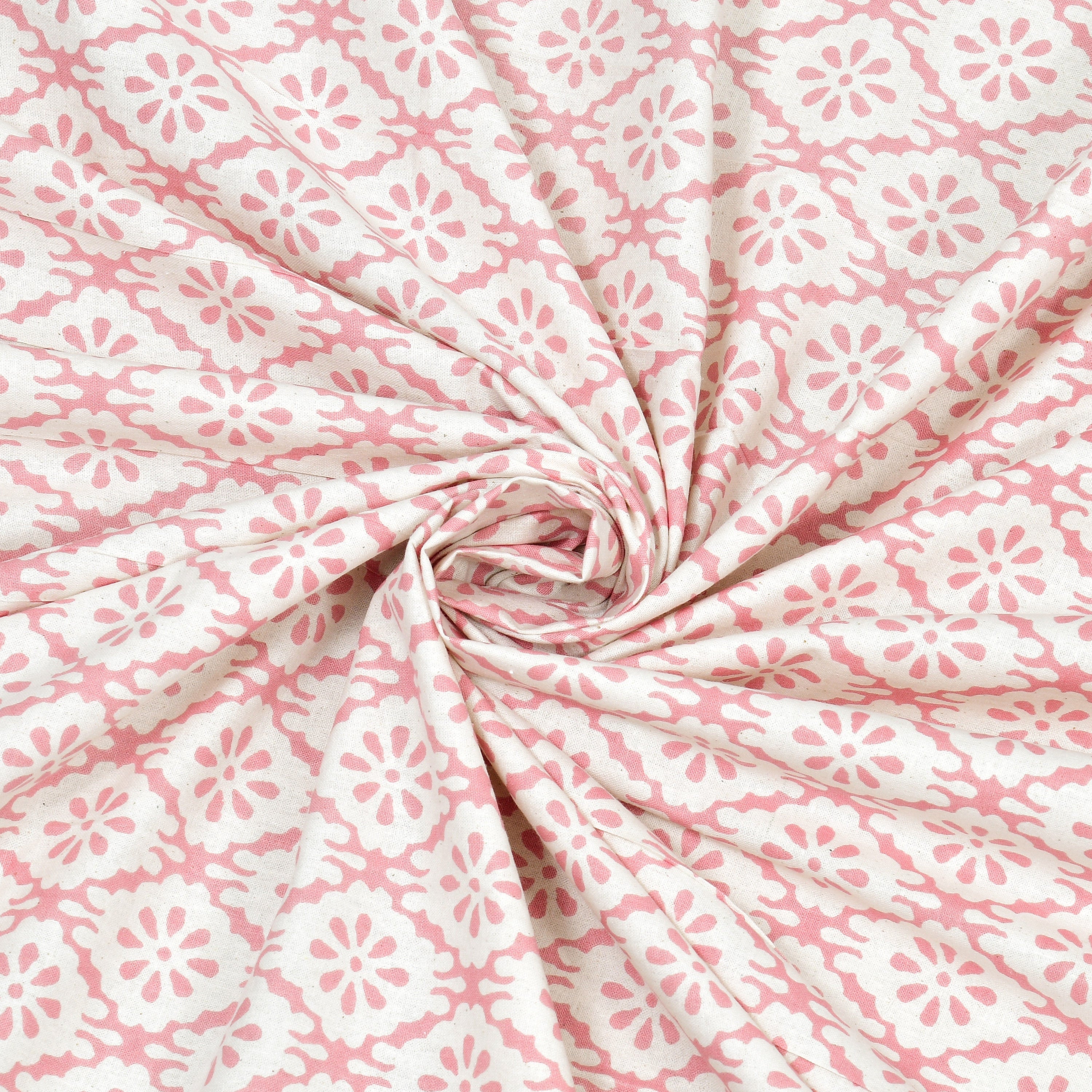 Basic Floral Cotton Single Bedsheet- Baby Pink (Pack of 2)