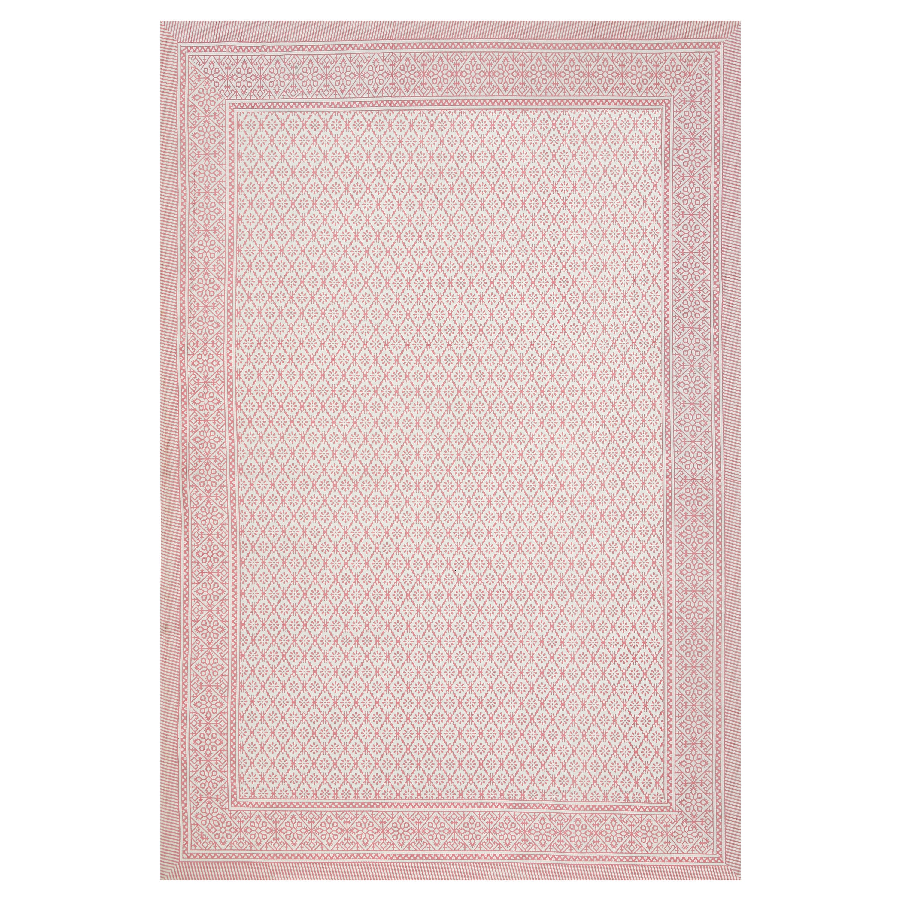 Basic Floral Cotton Single Bedsheet- Baby Pink (Pack of 2)