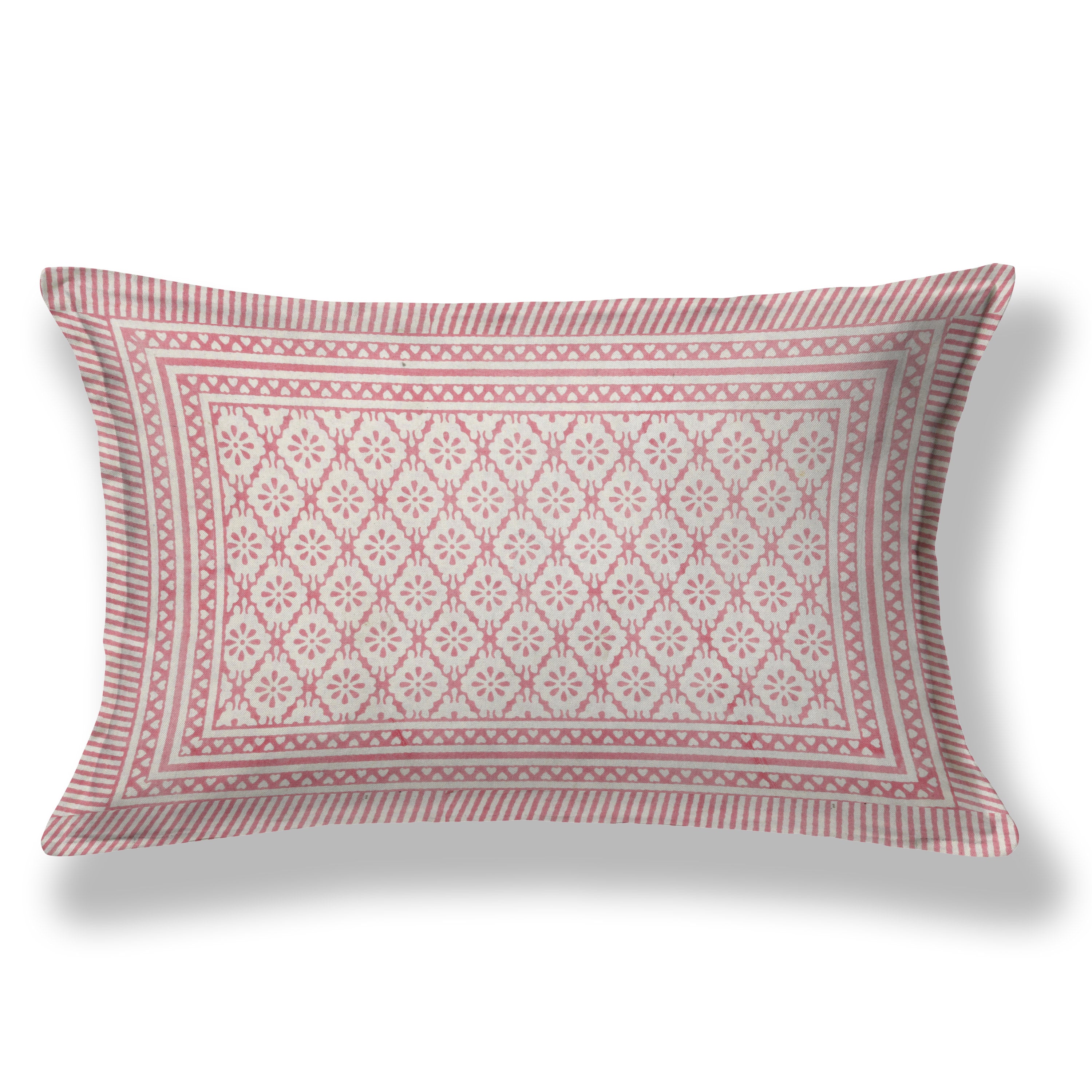 Basic Floral Cotton Single Bedsheet- Baby Pink (Pack of 2)