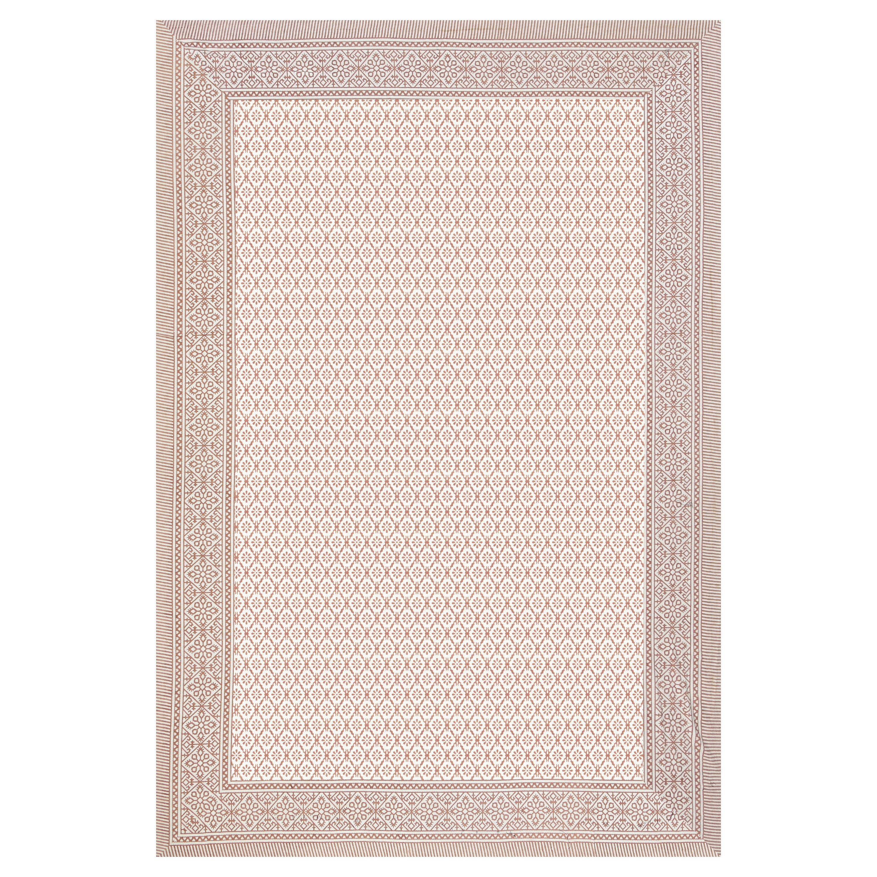 Basic Floral Cotton Single Bedsheet- Beige (Pack of 2)