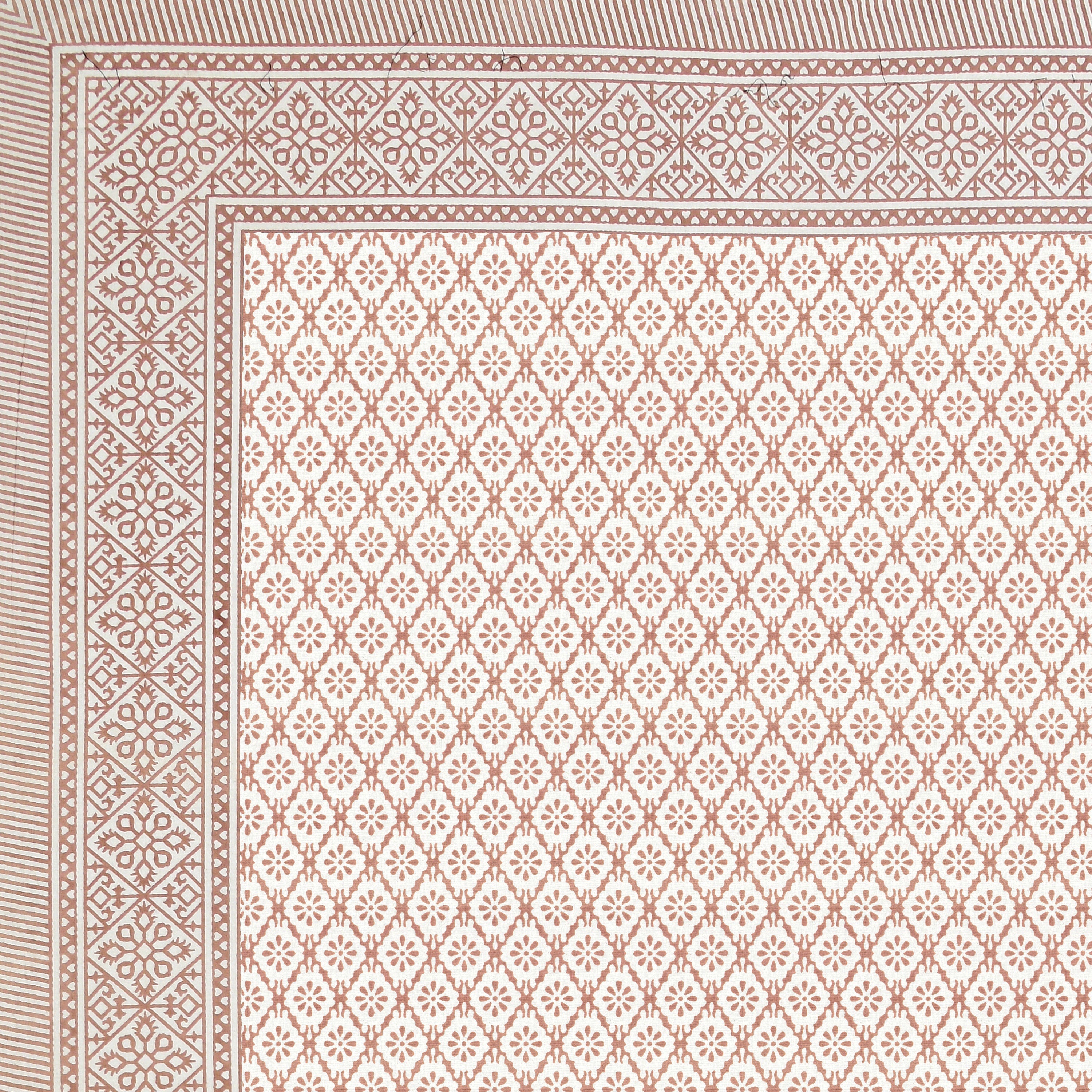 Basic Floral Cotton Single Bedsheet- Beige (Pack of 2)