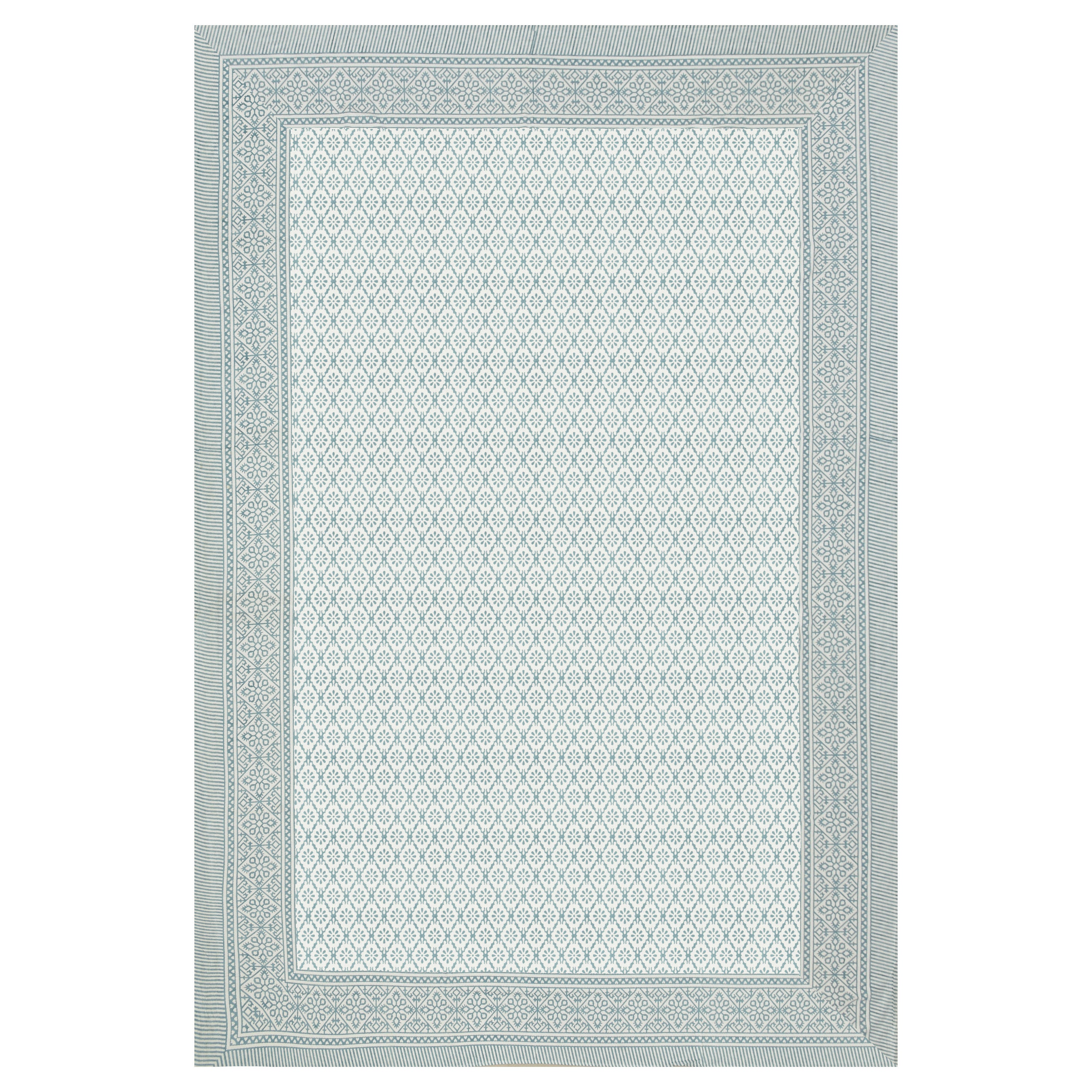 Basic Floral Cotton Single Bedsheet- Sea Green (Pack of 2)