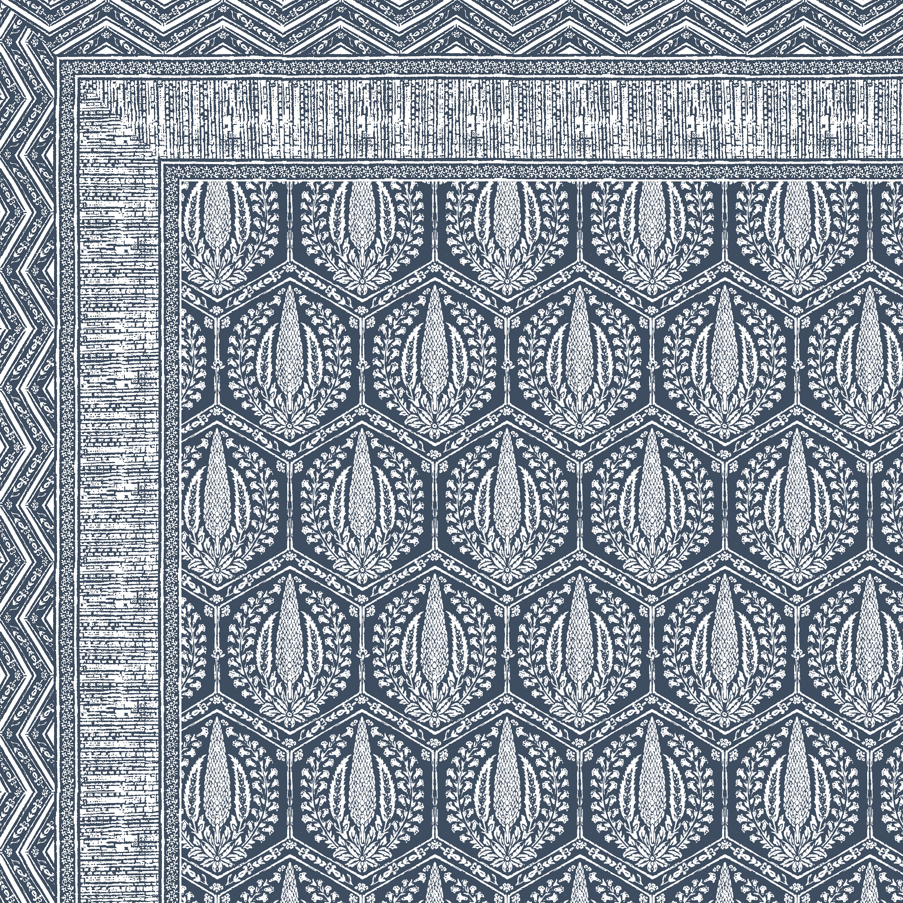 Hexagonal Print Cotton Bedsheet - Slate Indigo