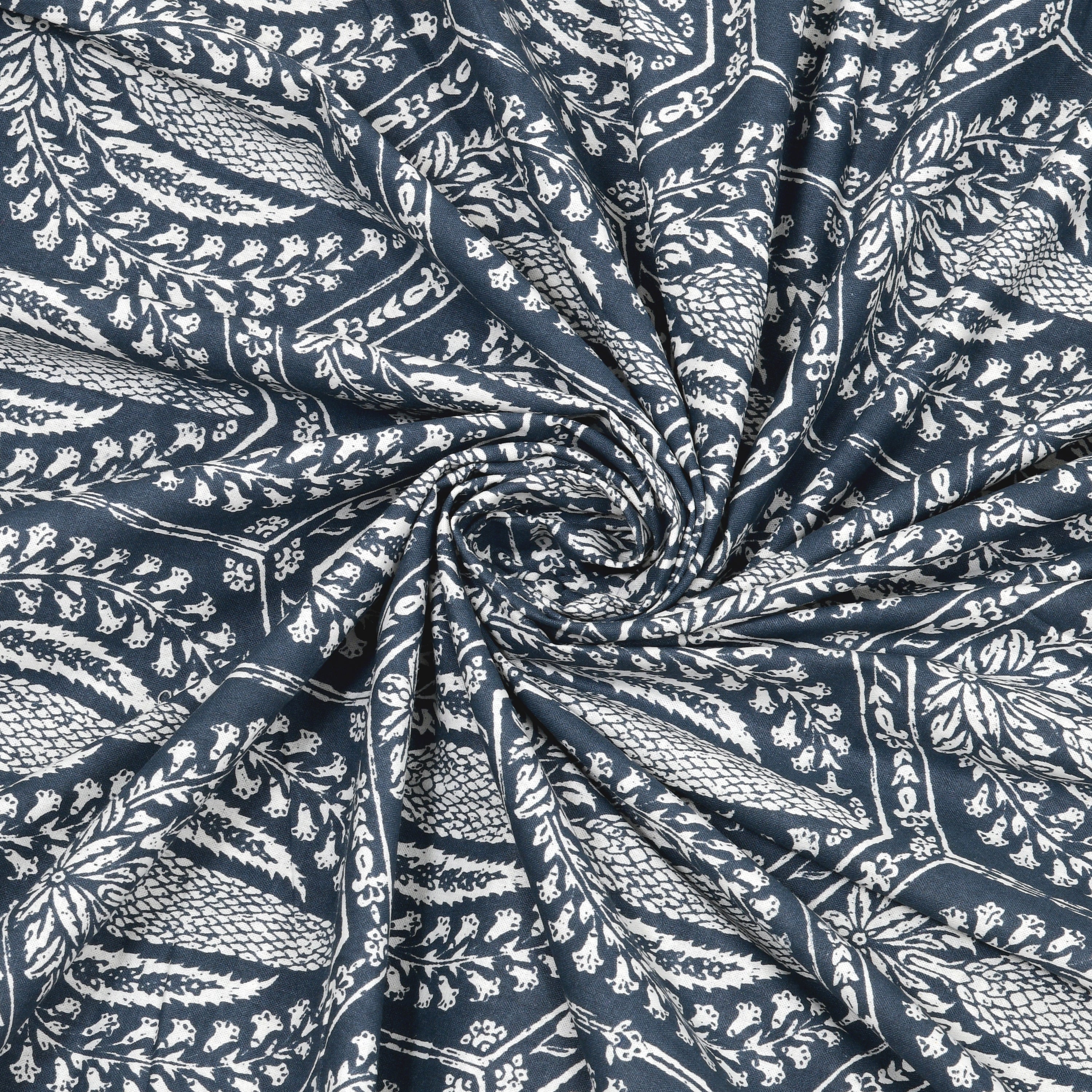 Hexagonal Print Cotton Bedsheet - Slate Indigo