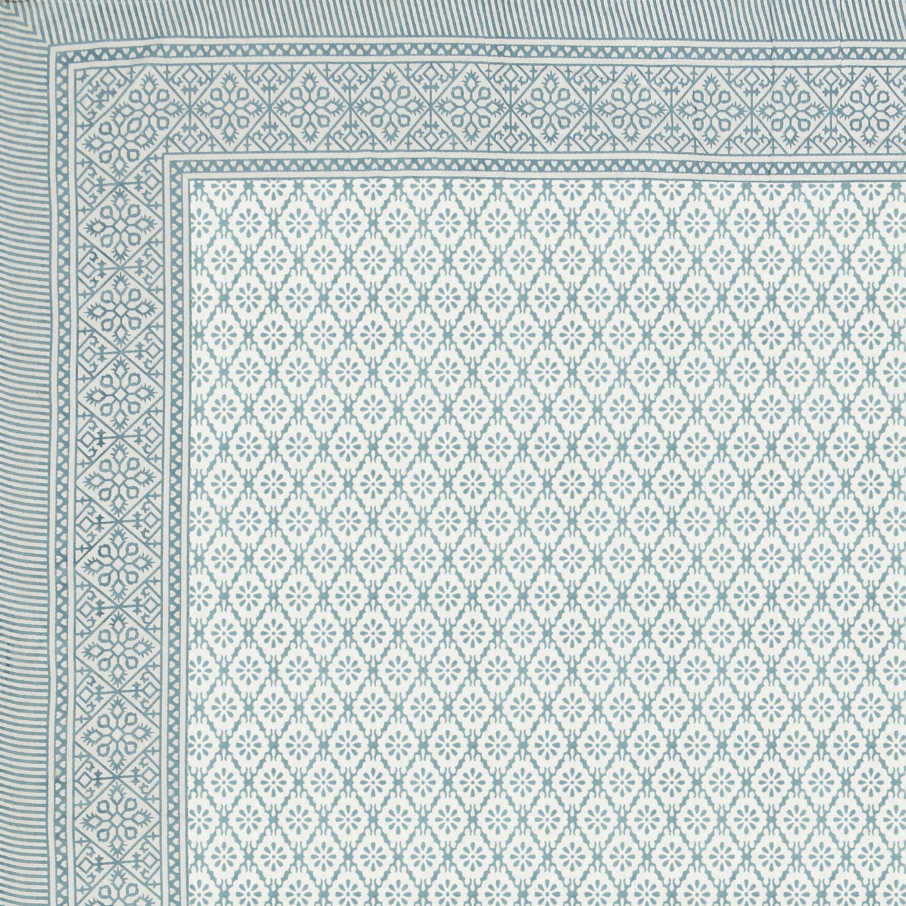 Basic Floral Cotton King Size Bedsheet- Sea Green