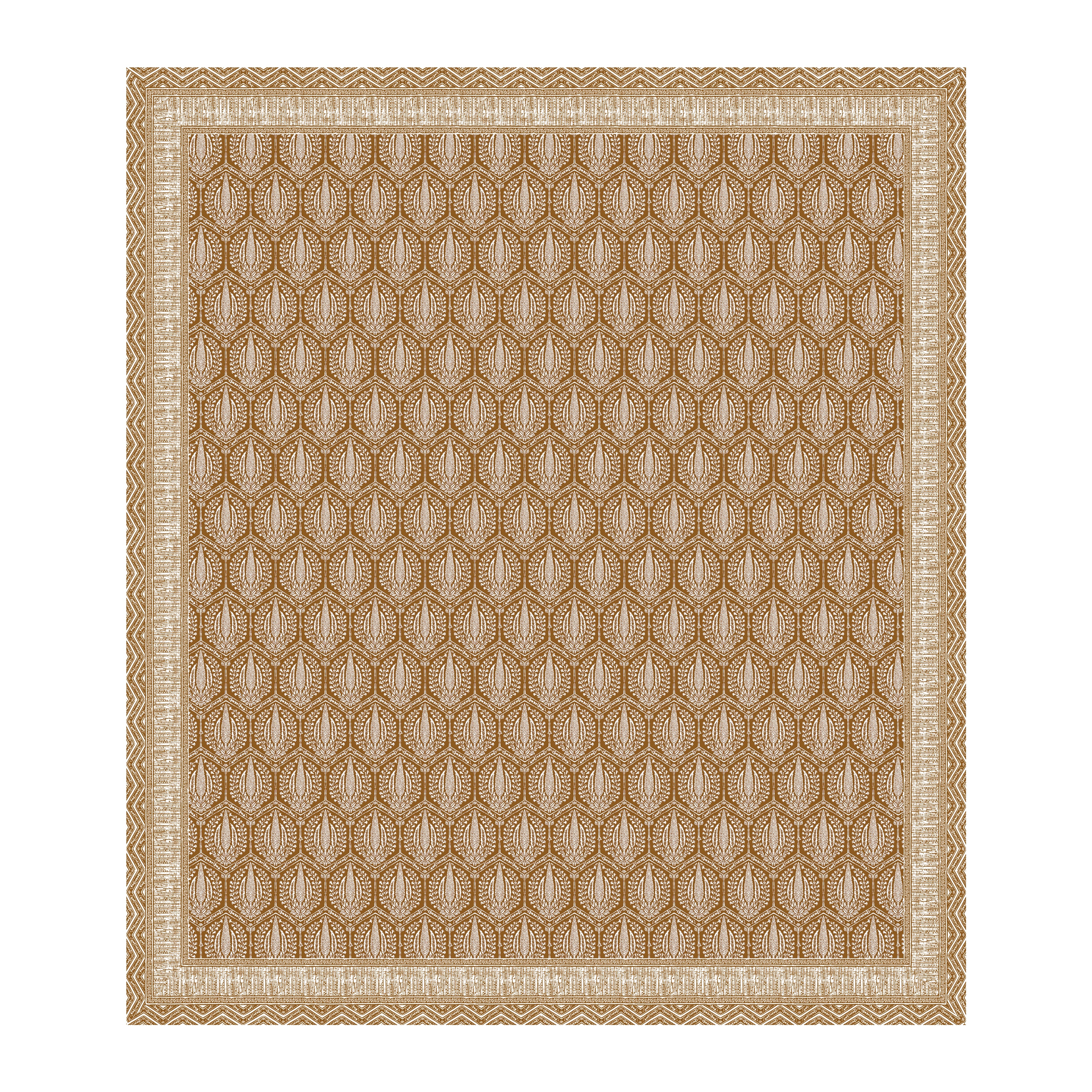 Hexagonal Print Cotton Bedsheet - Amber
