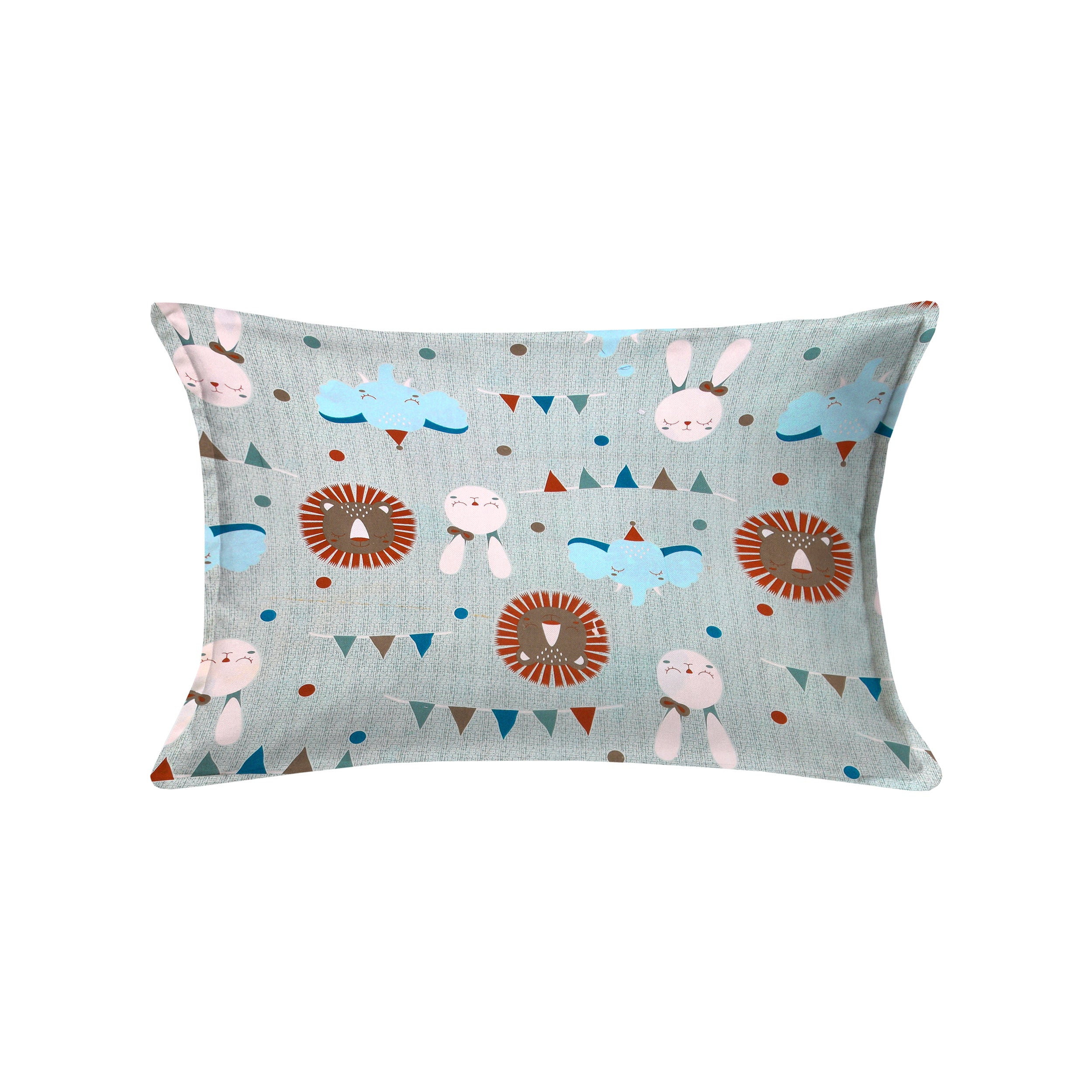 Jungle Carnival Pure Cotton Single Bedsheet Set of 2 - Mint Green