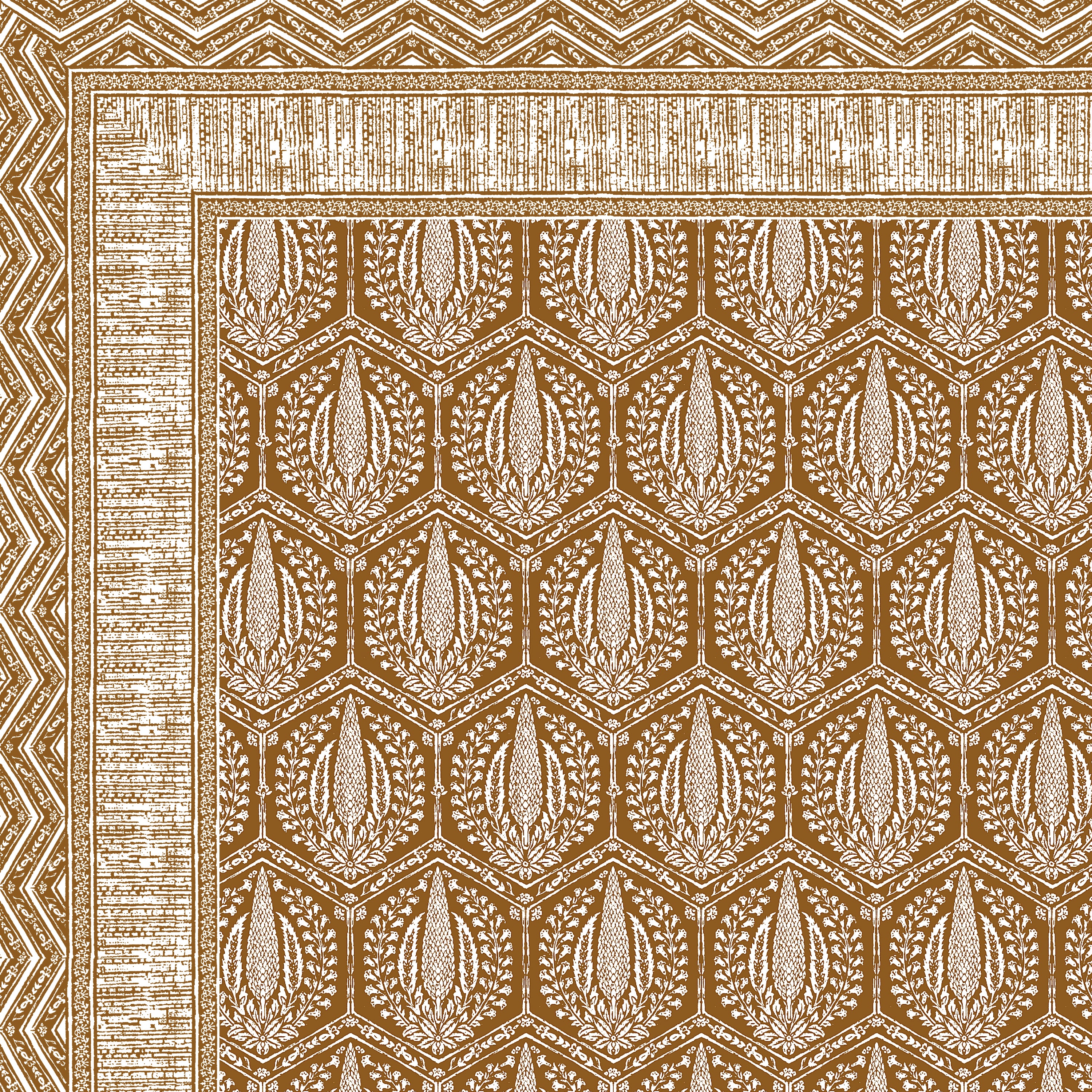 Hexagonal Print Cotton Bedsheet - Amber