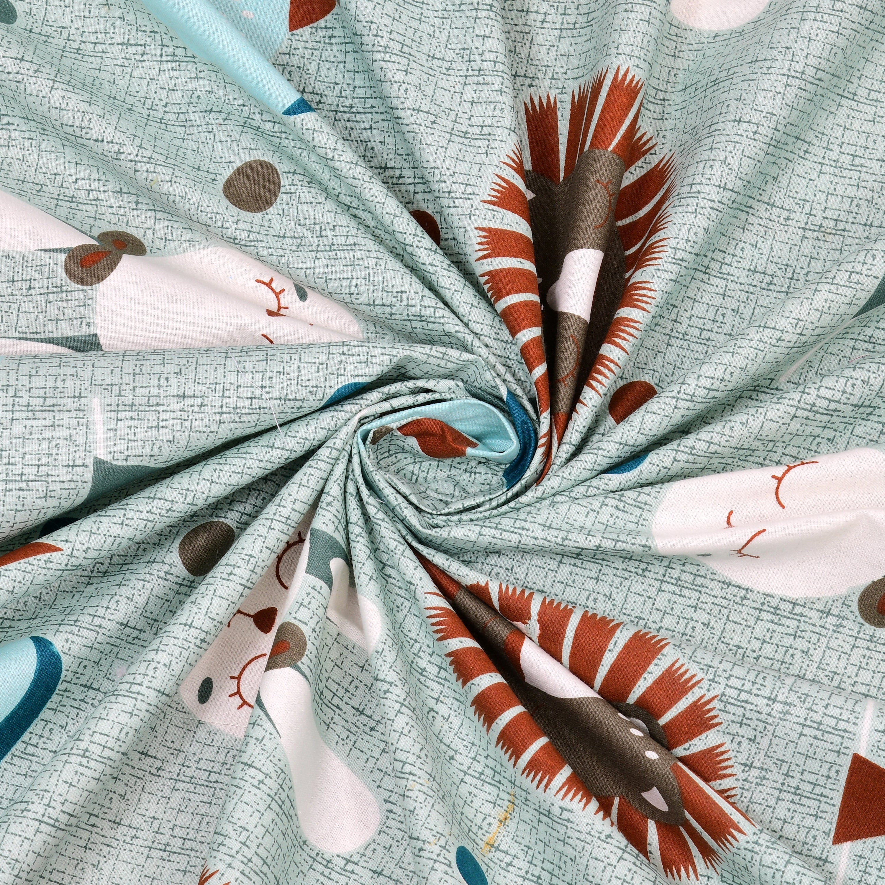 Jungle Carnival Pure Cotton Bedsheet- Mint Green