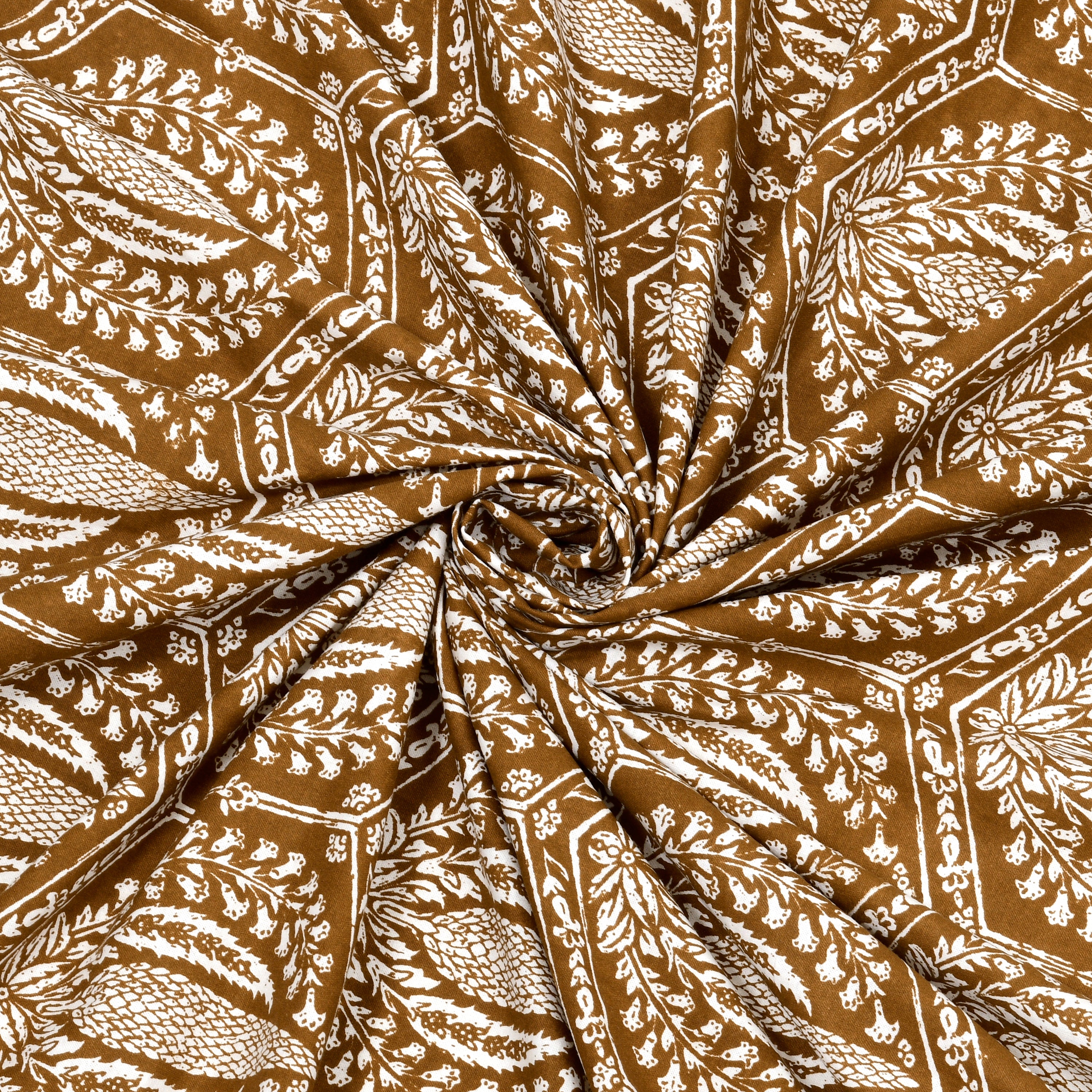 Hexagonal Print Cotton Bedsheet - Amber