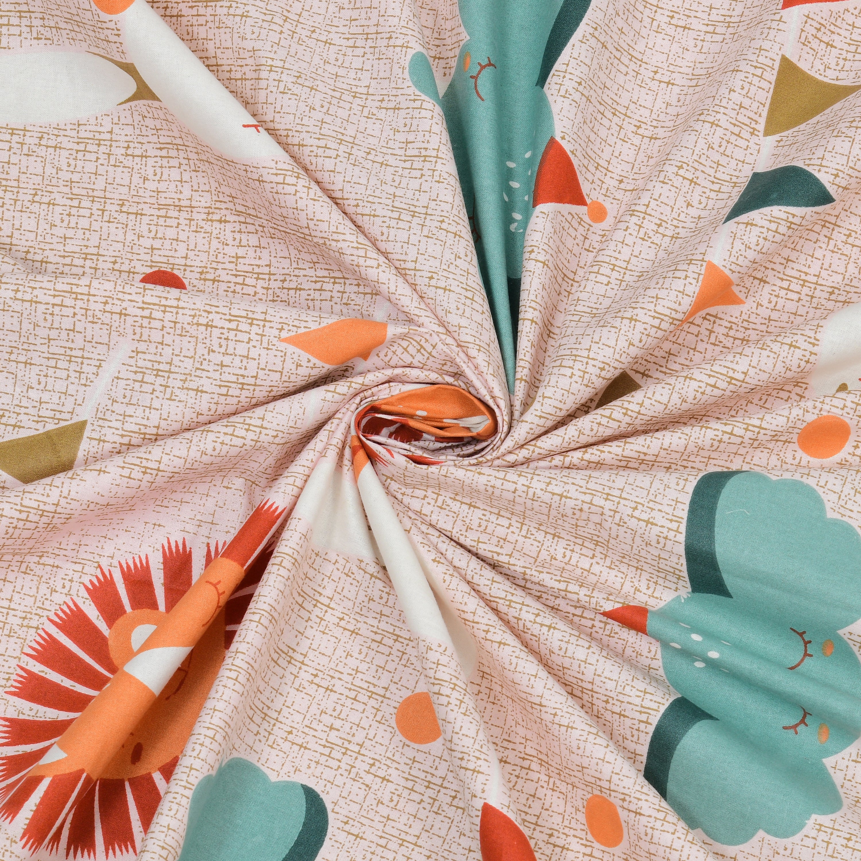 Jungle Carnival Pure Cotton Bedsheet- Cream